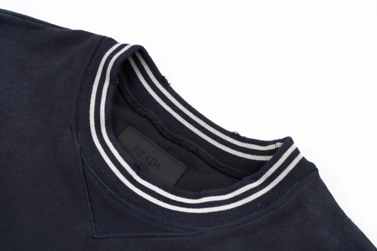 Prada Navy Washed Distressed Logo Crewneck Sweatshirt product photo from LabelPicks