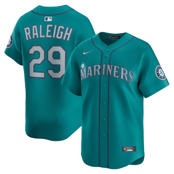 Men's Seattle Mariners Cal Raleigh Nike Alternate Limited Jersey -Teal/White