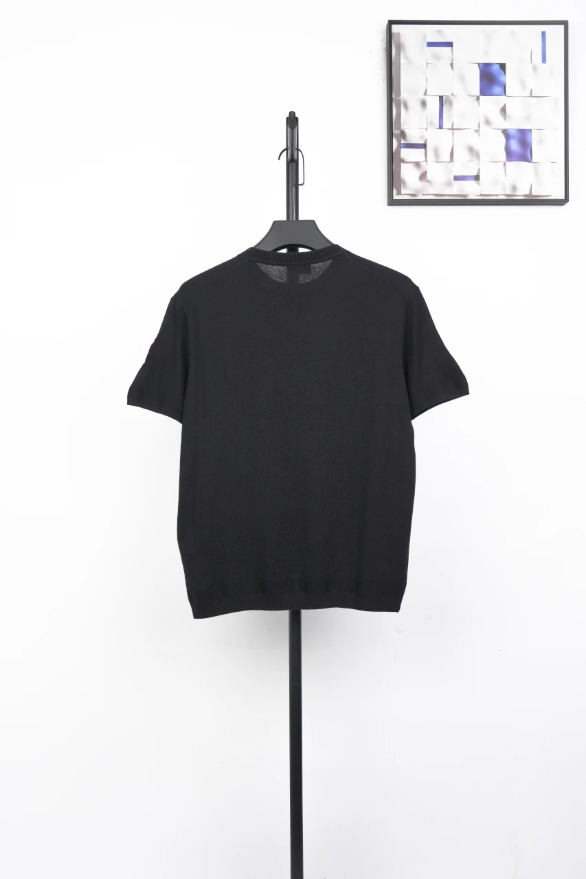 Moncler Black Silk Blend Tonal Logo Crewneck T-Shirt product photo from LabelPicks