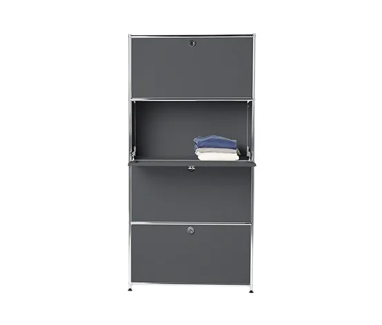 Highboard Metall »CN3« mit 4 Klappenfächern, grau