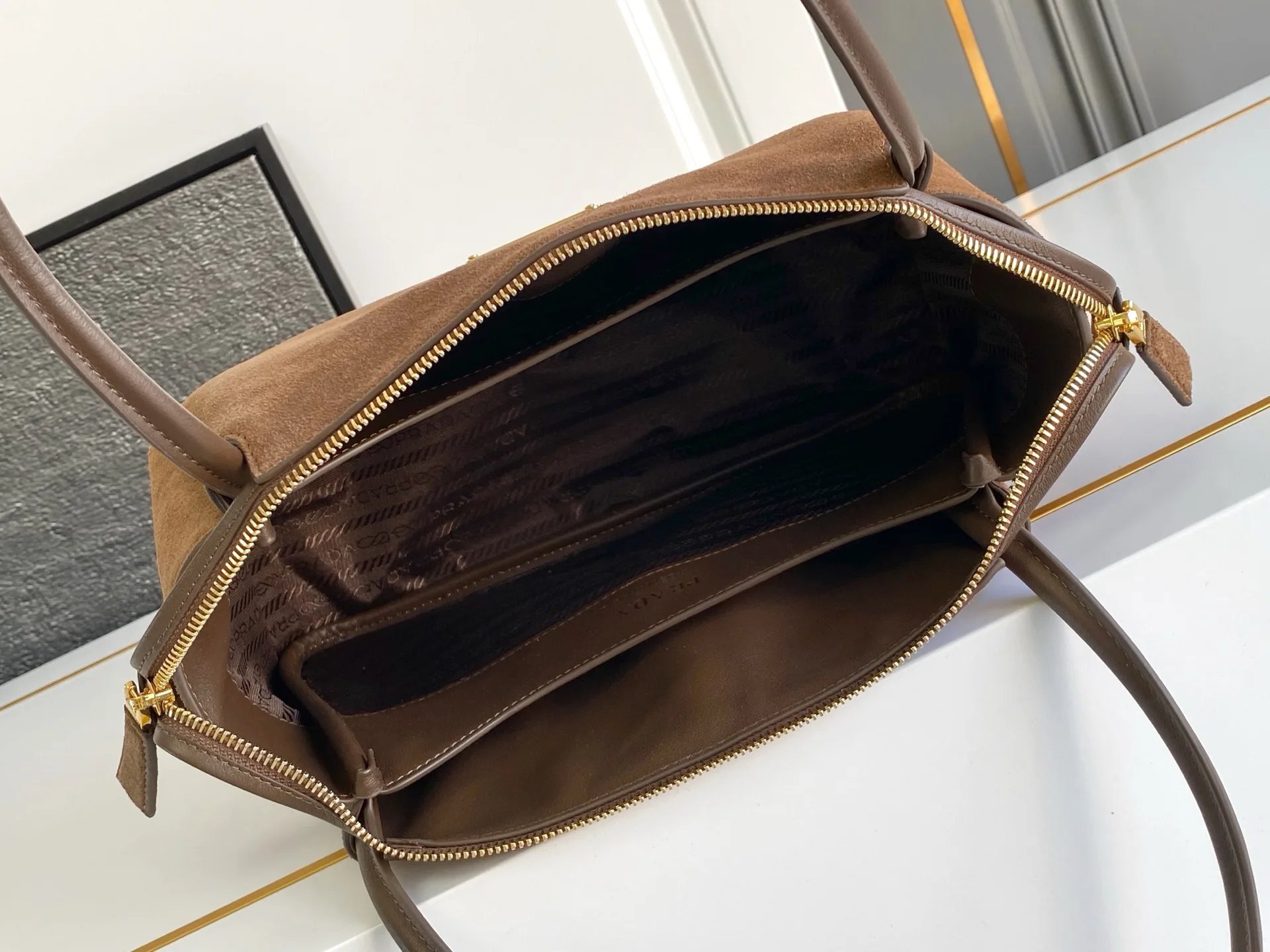 Prada Gold Suede Leather Hobo Bag product photo from LabelPicks