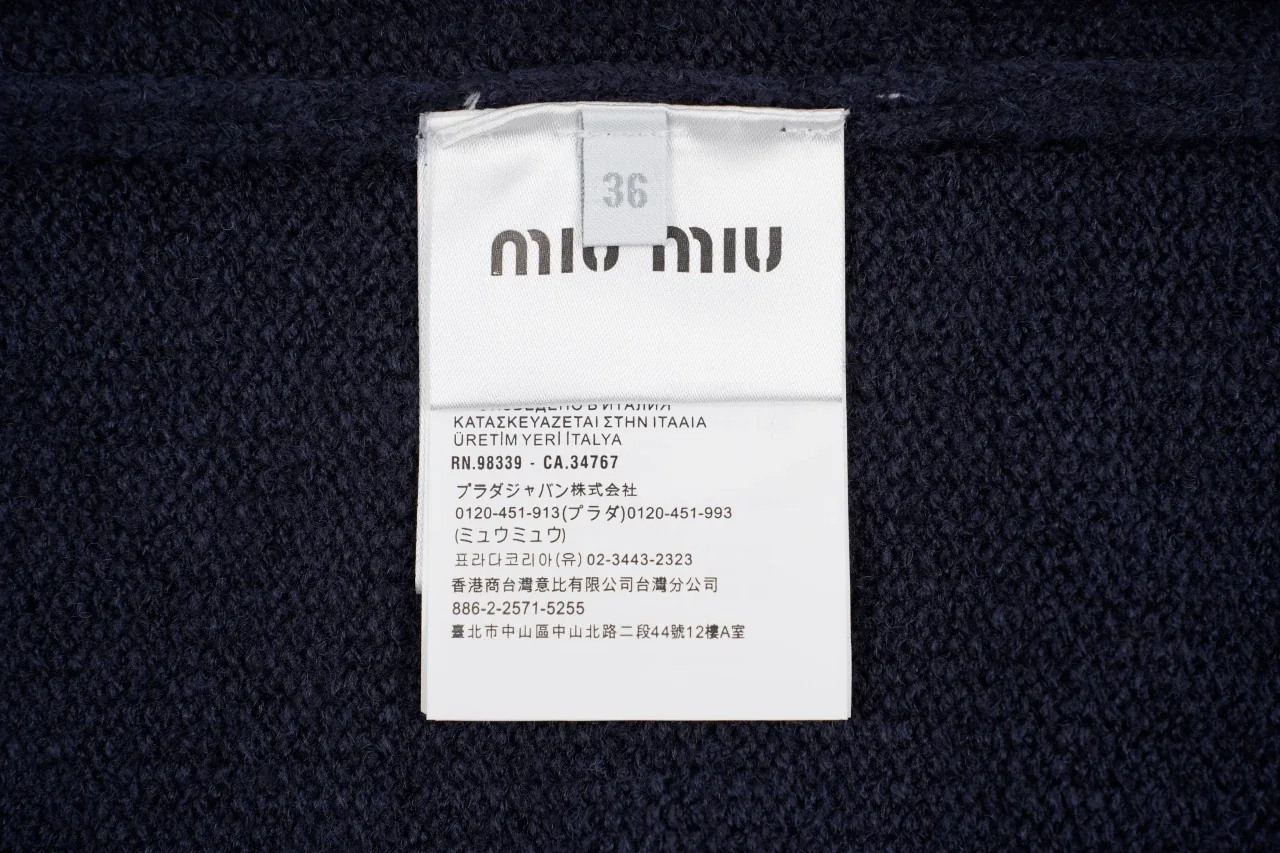 Miu Miu Navy Boucle Wool Crewneck Sweater product photo from LabelPicks