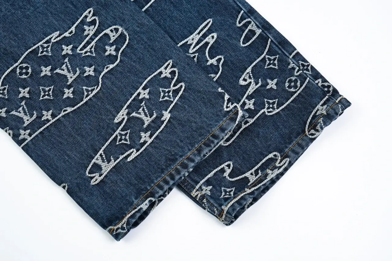 Louis Vuitton Blue Cloud Jacquard Denim Pants product photo from LabelPicks