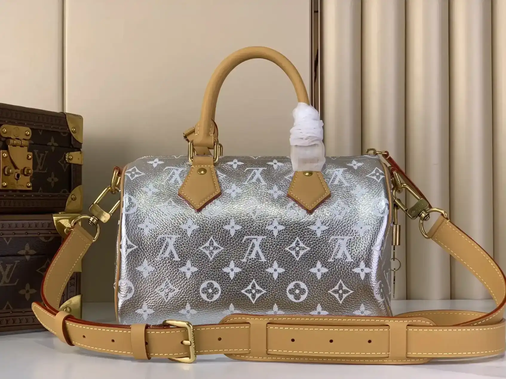 Louis Vuitton Silver Speedy Calfskin Top Handle Bag product photo from LabelPicks