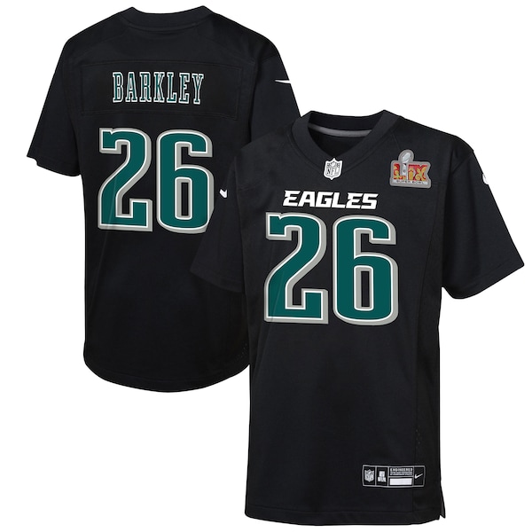 Saquon Barkley Philadelphia Eagles Nike Preschool Super Bowl LIX Patch Fashion Game Player Jersey - Carbon Black