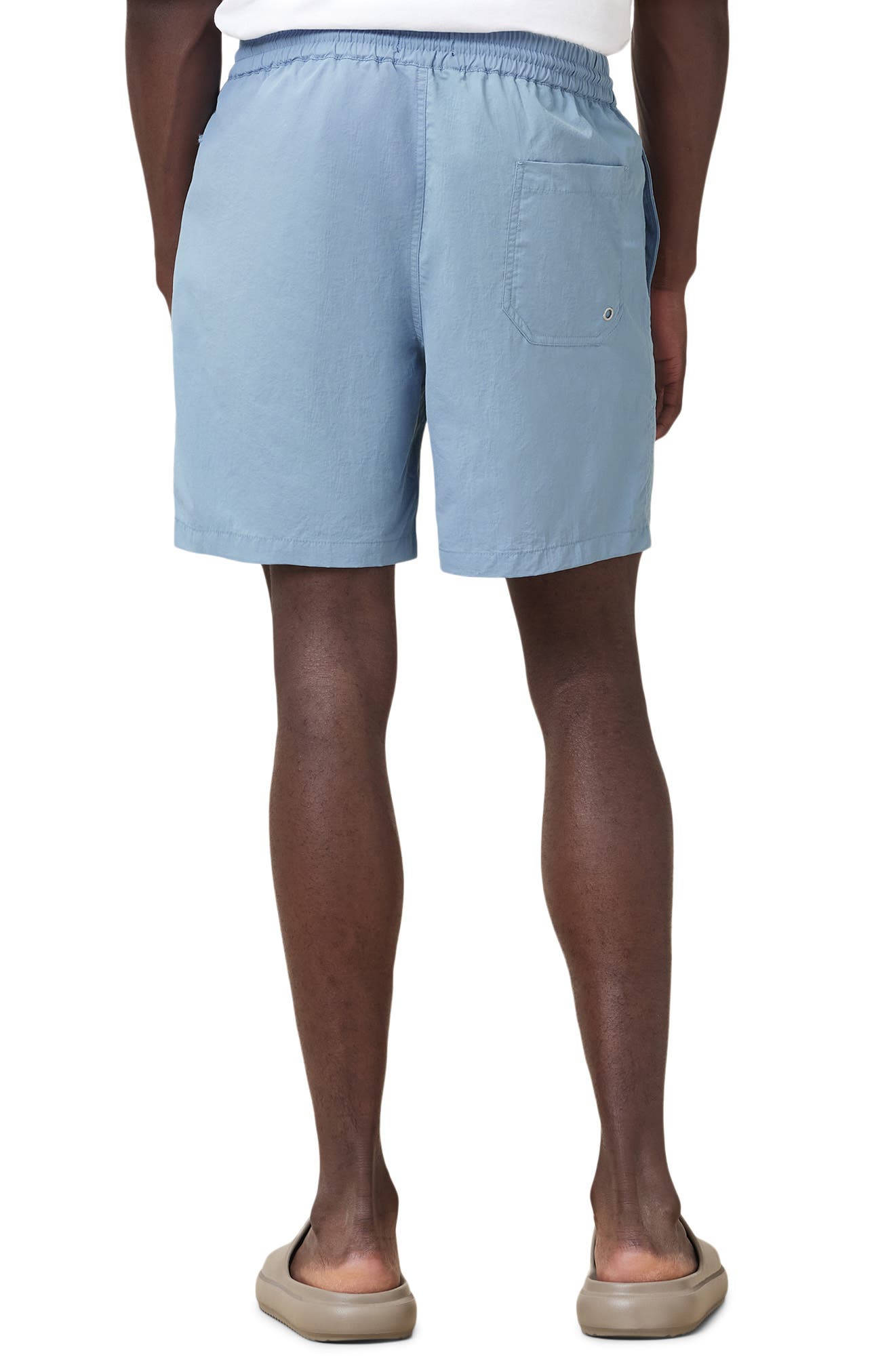 AllSaints Underground Logo Print Swim Trunks