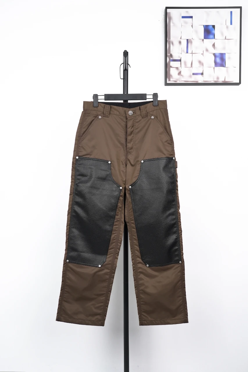 Chrome Hearts Brown Black Leather Panel Carpenter Pants product photo from LabelPicks