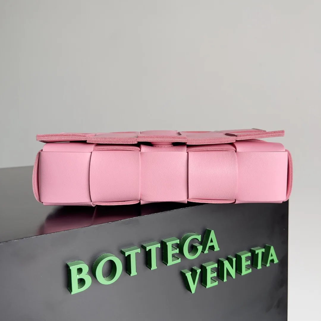 Bottega Veneta Pink Cassette Intrecciato Woven Leather Shoulder Bag product photo from LabelPicks