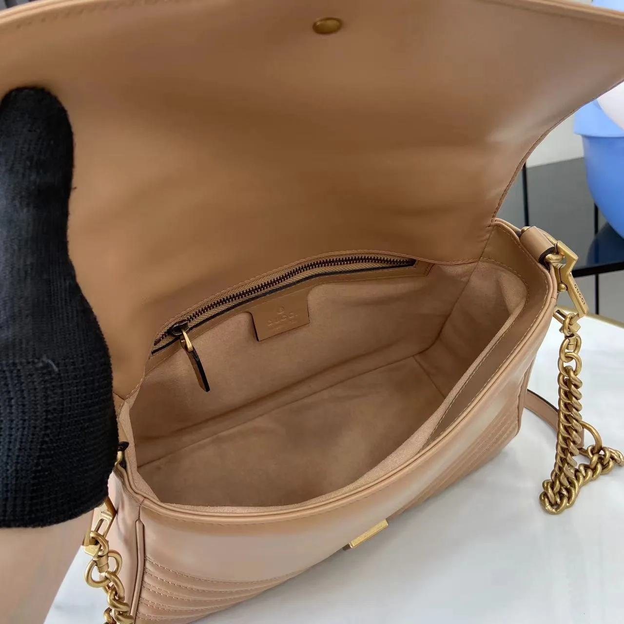 Gucci Beige Marmont GG Supreme Canvas Shoulder Bag product photo from LabelPicks