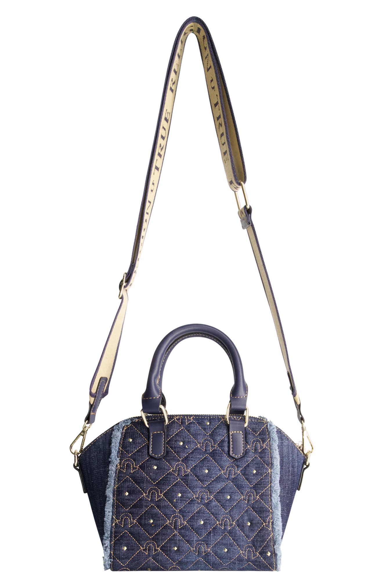 True Religion Frayed Denim Mini Satchel Bag