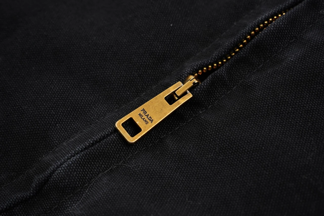 Prada Black Distressed Padded Jacket with Back Triangle Leather Patch product photo from LabelPicks