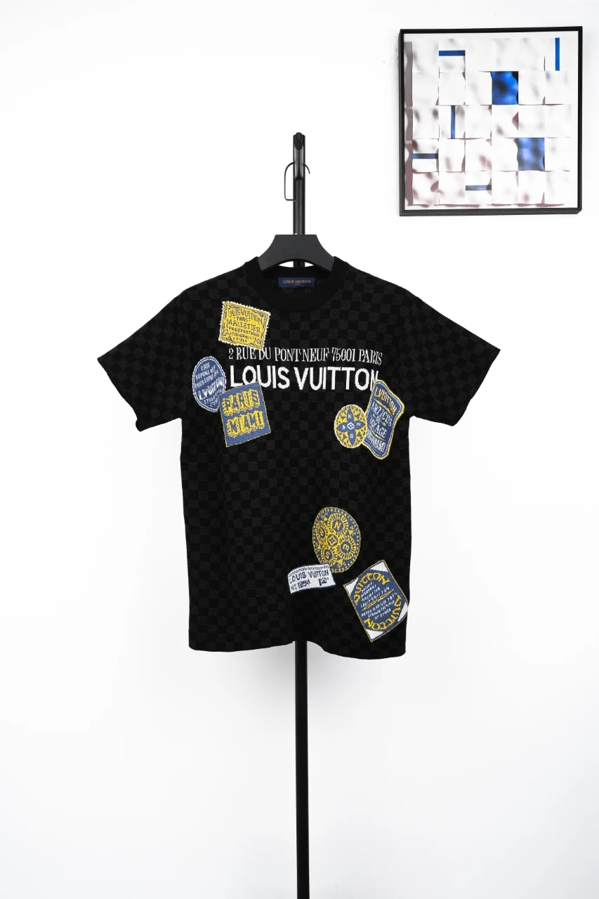 Louis Vuitton Black Luggage Tag Damier Jacquard T-Shirt product photo from LabelPicks