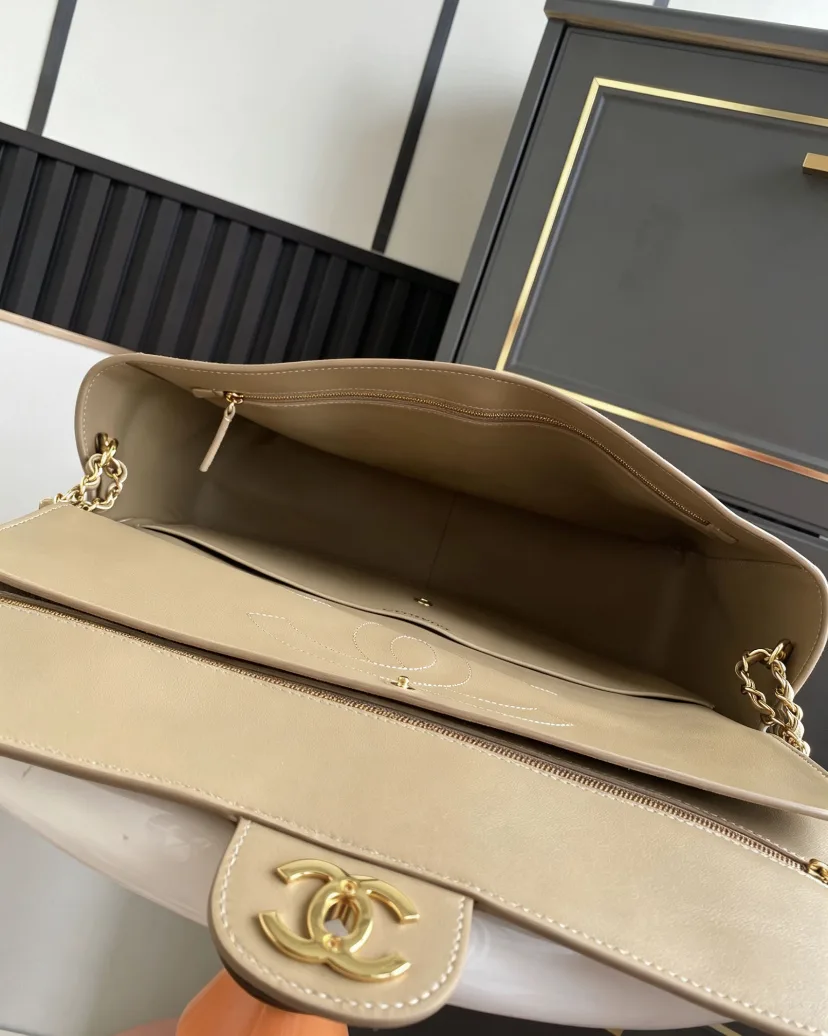 Chanel Beige Classic Flap Suede Leather Shoulder Bag product photo from LabelPicks