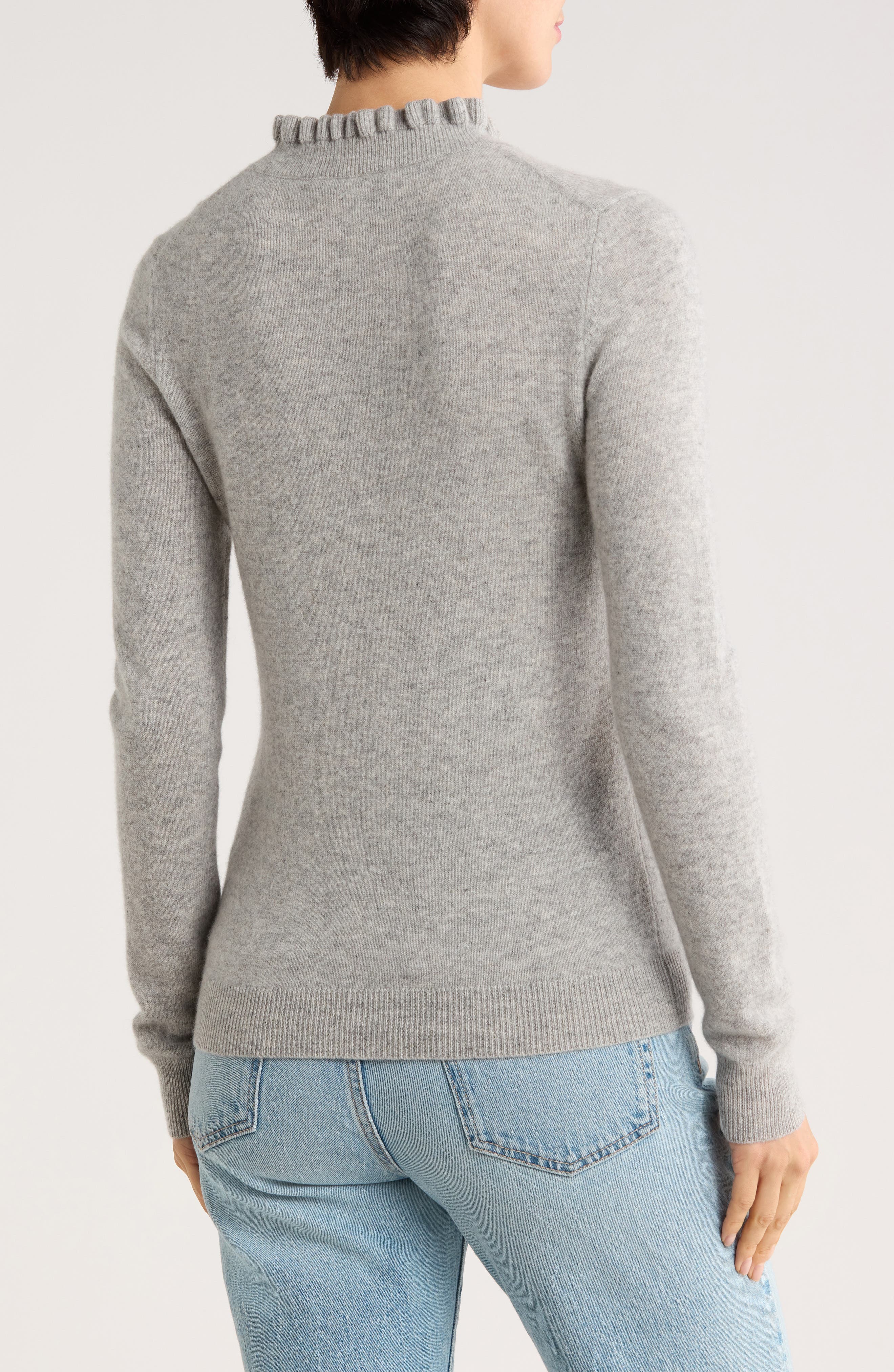 Sofia Cashmere Ruffle Mock Neck Cashmere Sweater