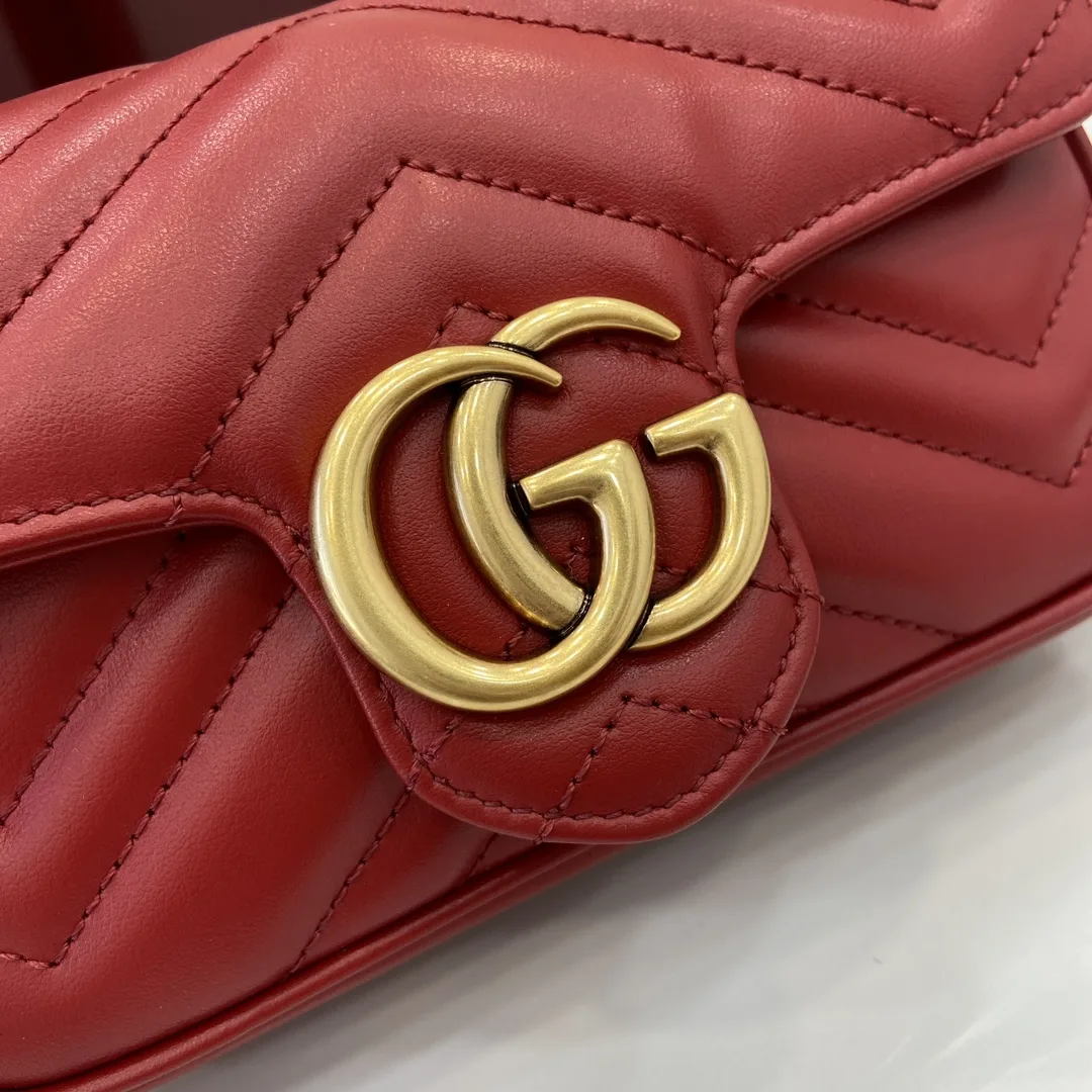 Gucci Marmont Red GG Supreme Canvas Shoulder Bag product photo from LabelPicks