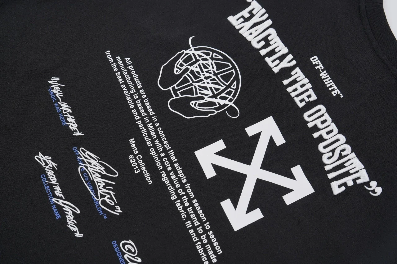 Off-White Black Blue White Embroidered OFF Globe Arrow T-Shirt product photo from LabelPicks