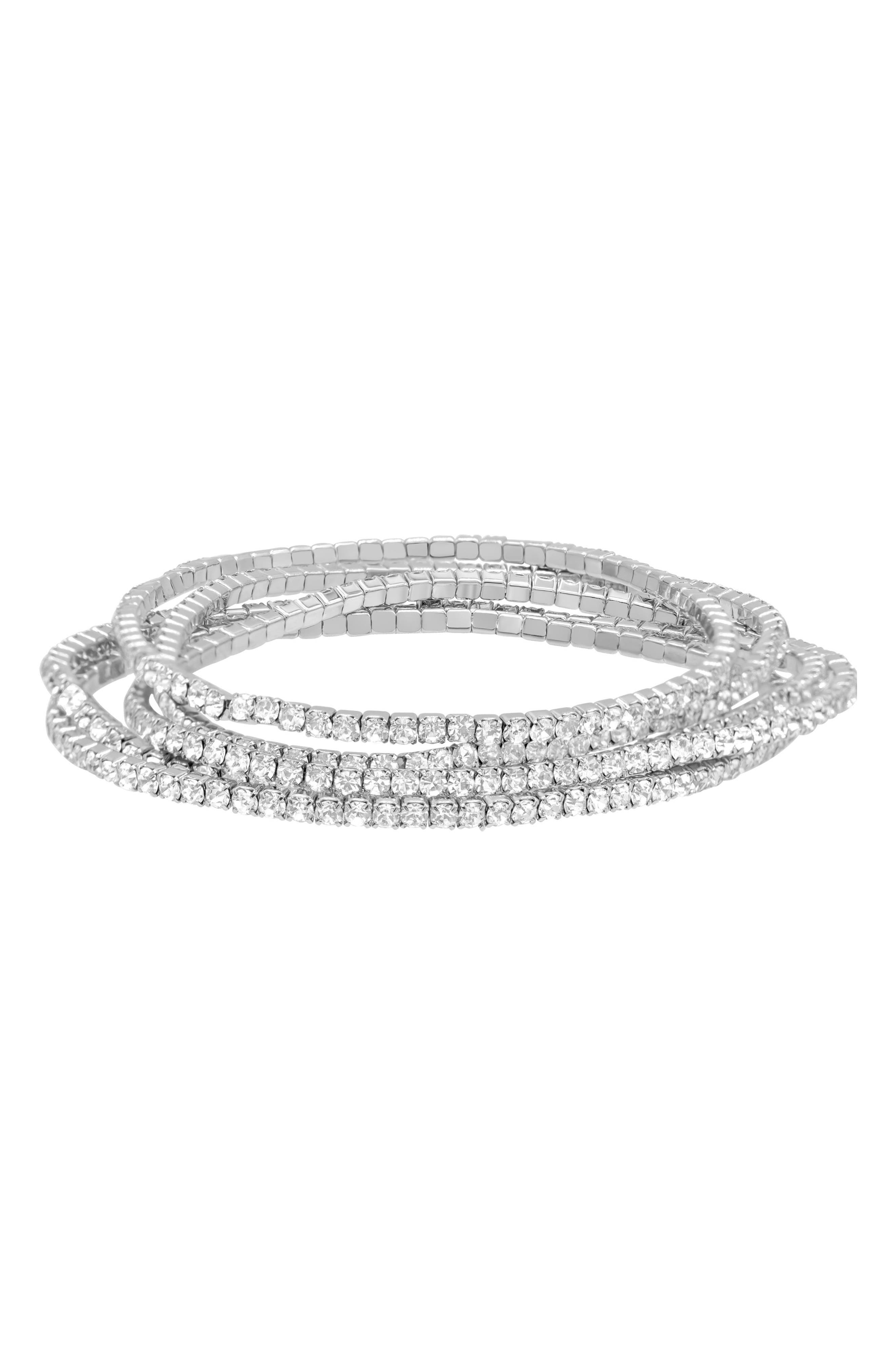 Adornia Set of 5 Crystal Tennis Stretch Bracelets