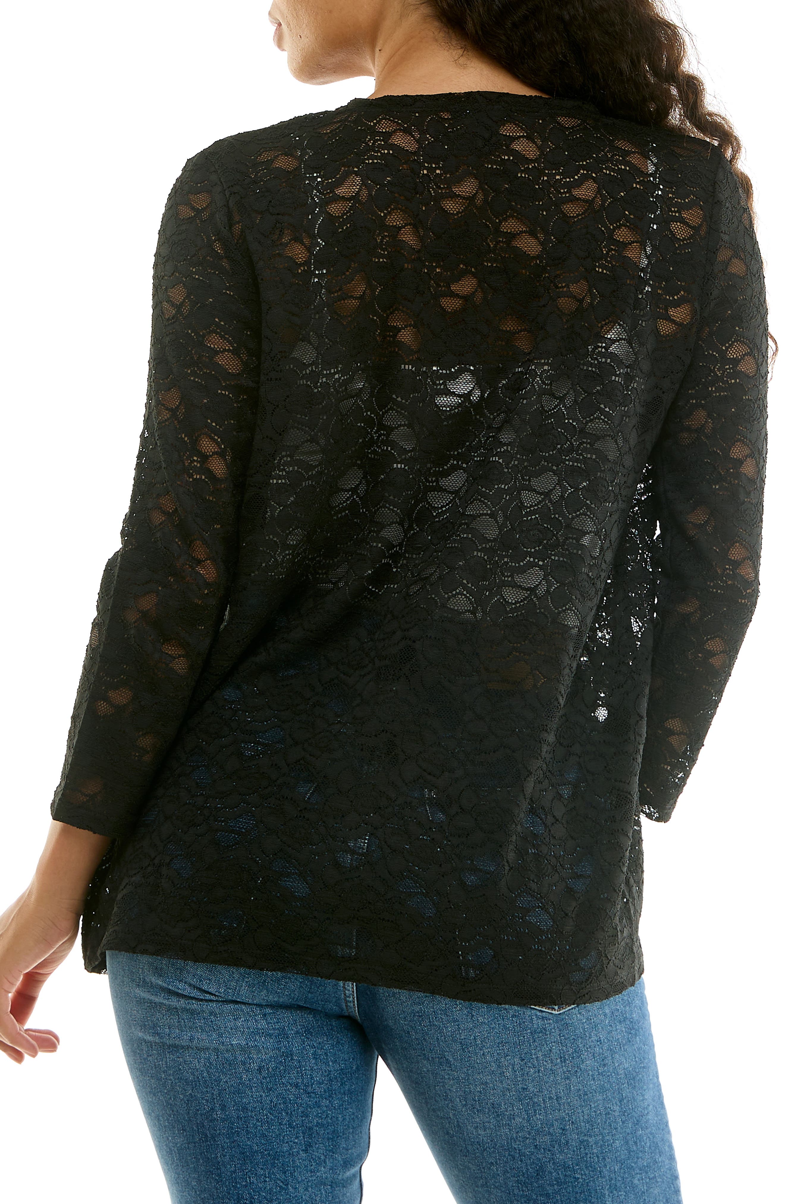 Nina Leonard Lace Three-Quarter Sleeve Bolero