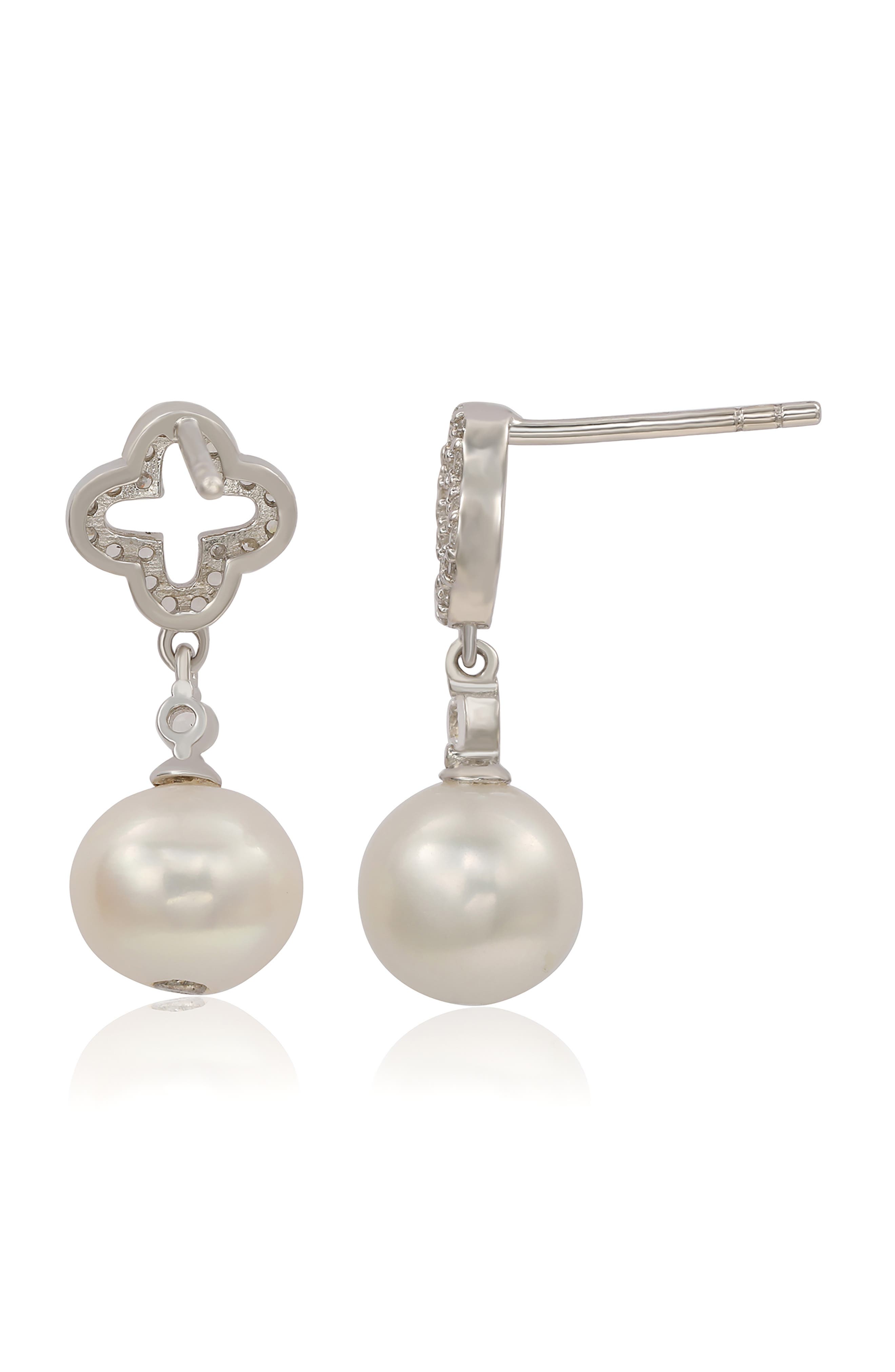 SUZY LEVIAN Sterling Silver Freshwater Pearl Drop Earrings