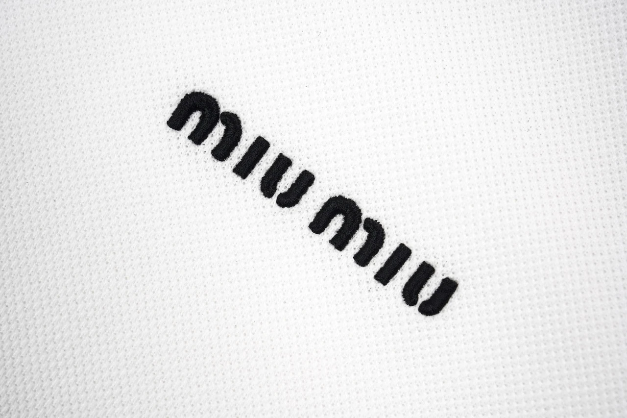 Miu Miu White Logo Embroidered Long Sleeve Polo Shirt product photo from LabelPicks