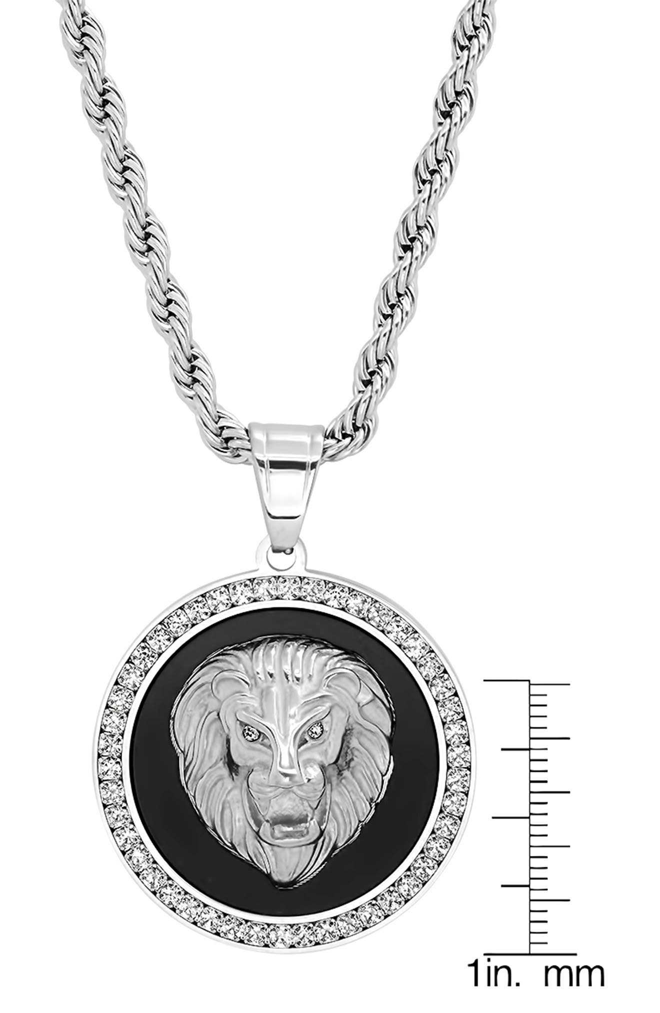 HMY JEWELRY 18K Gold Plated Pave Crystal Lion Pendant Necklace