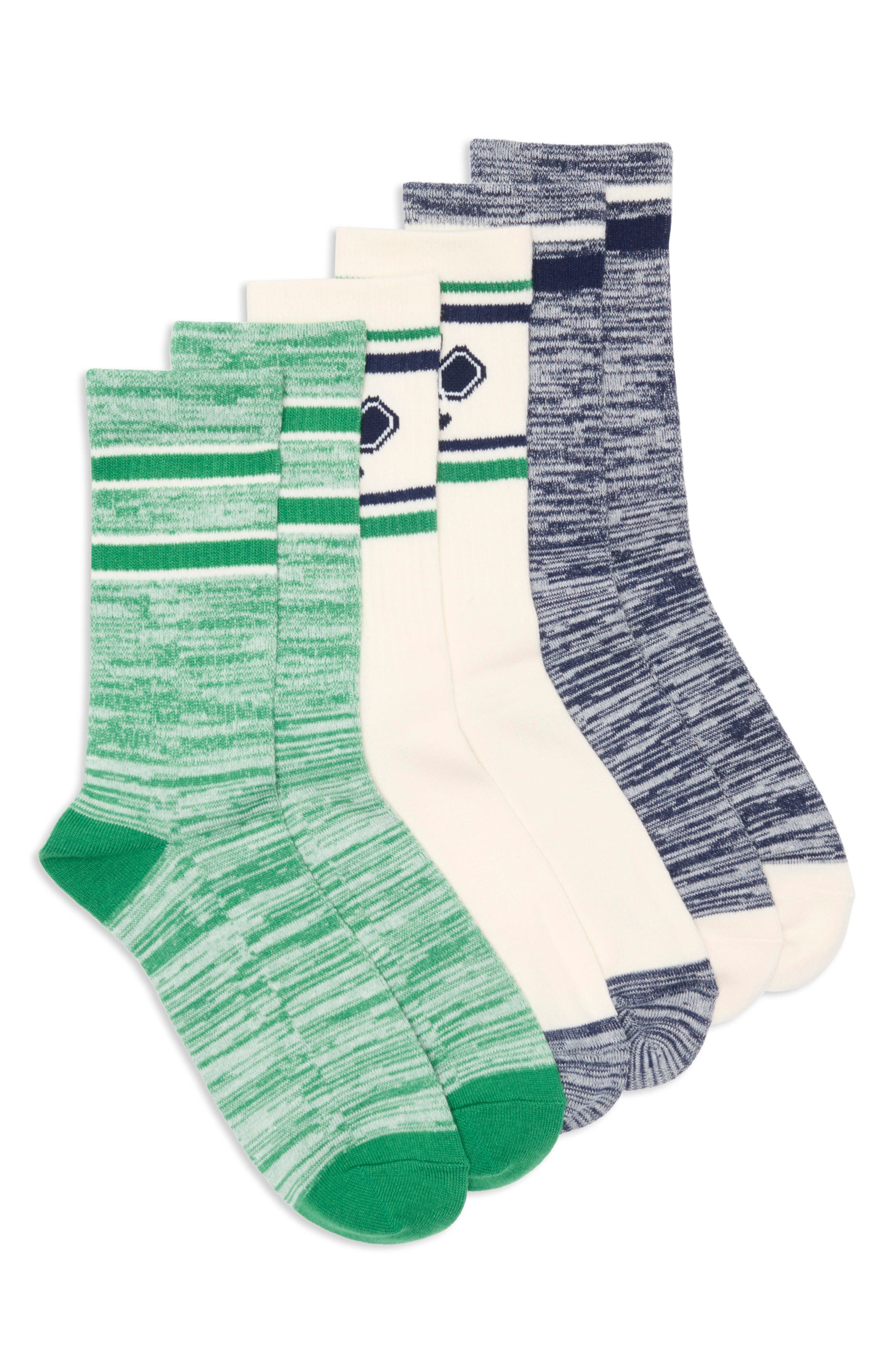 NORDSTROM RACK Conversational Sporty 3-Pack Assorted Crew Socks