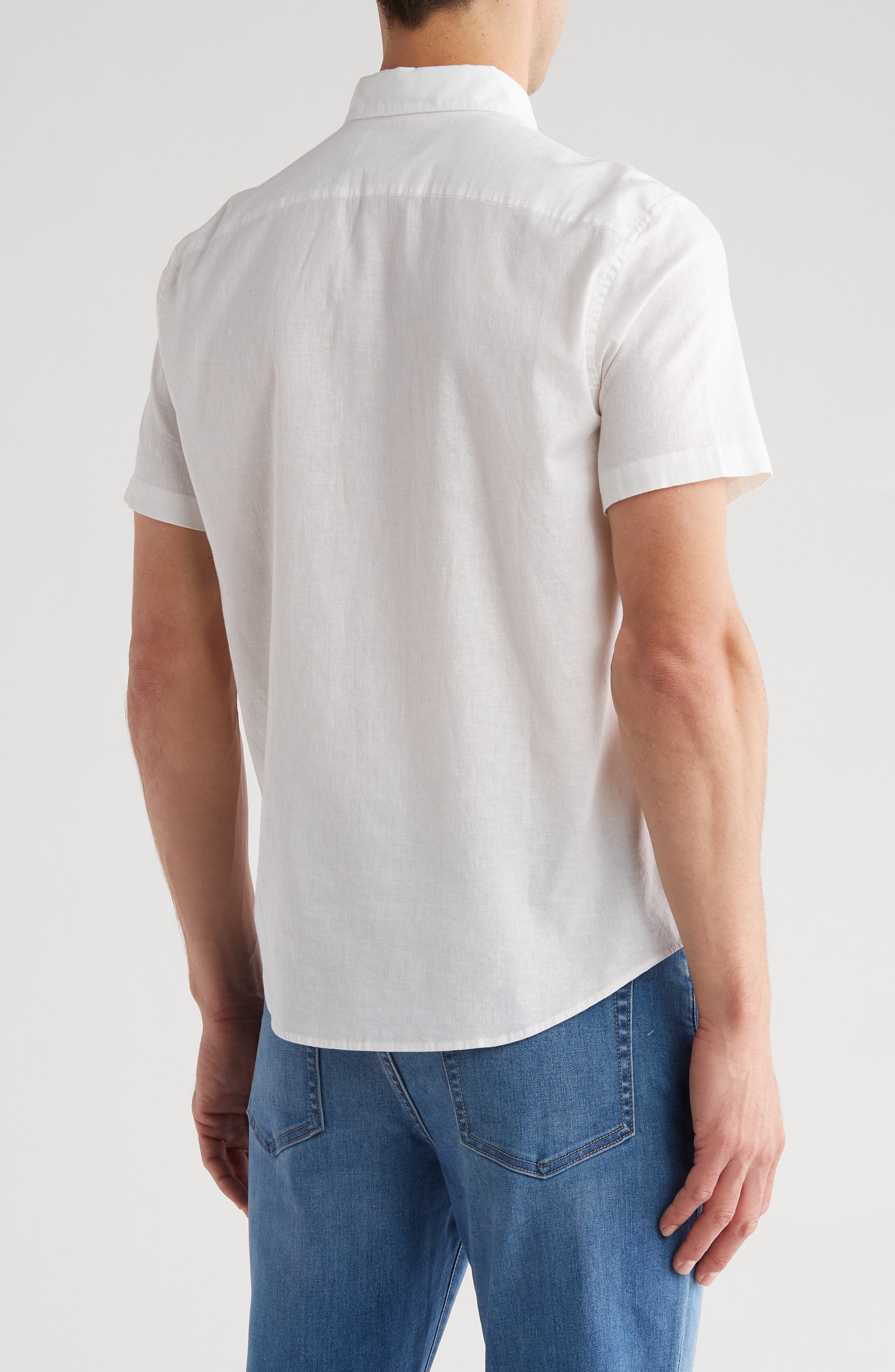 Original Penguin Stretch Linen Blend Short Sleeve Shirt