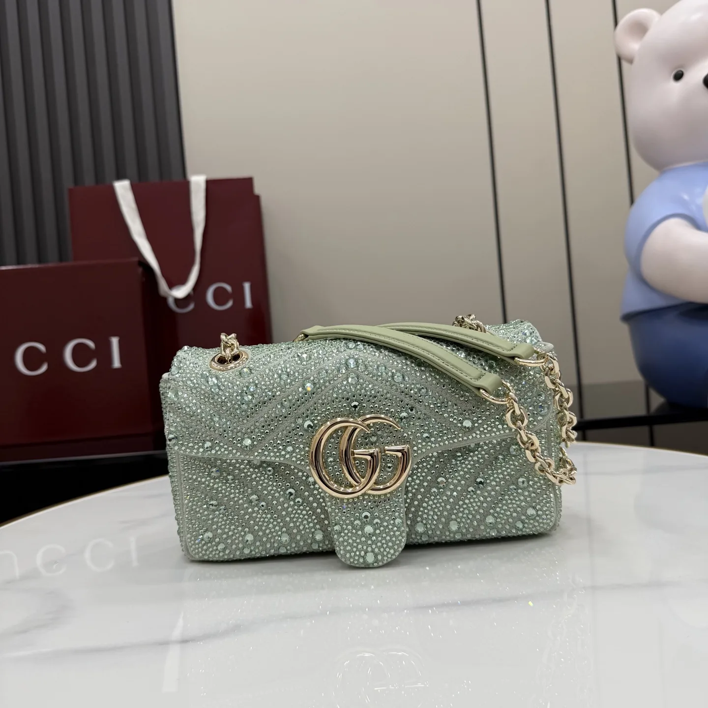 Gucci Green Marmont GG Supreme Canvas Shoulder Bag product photo from LabelPicks