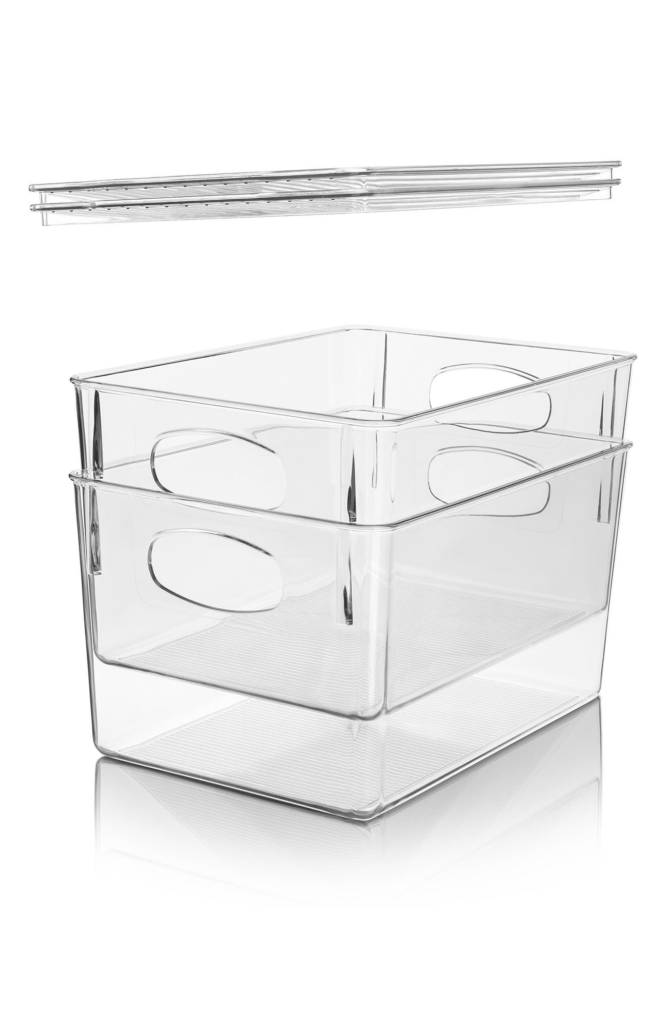 SORBUS Clear Storage Bin With Lid - Set of 2