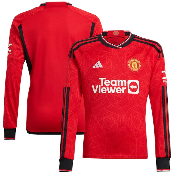 Manchester United adidas 2023/24 Home Replica Long Sleeve Jersey - Red