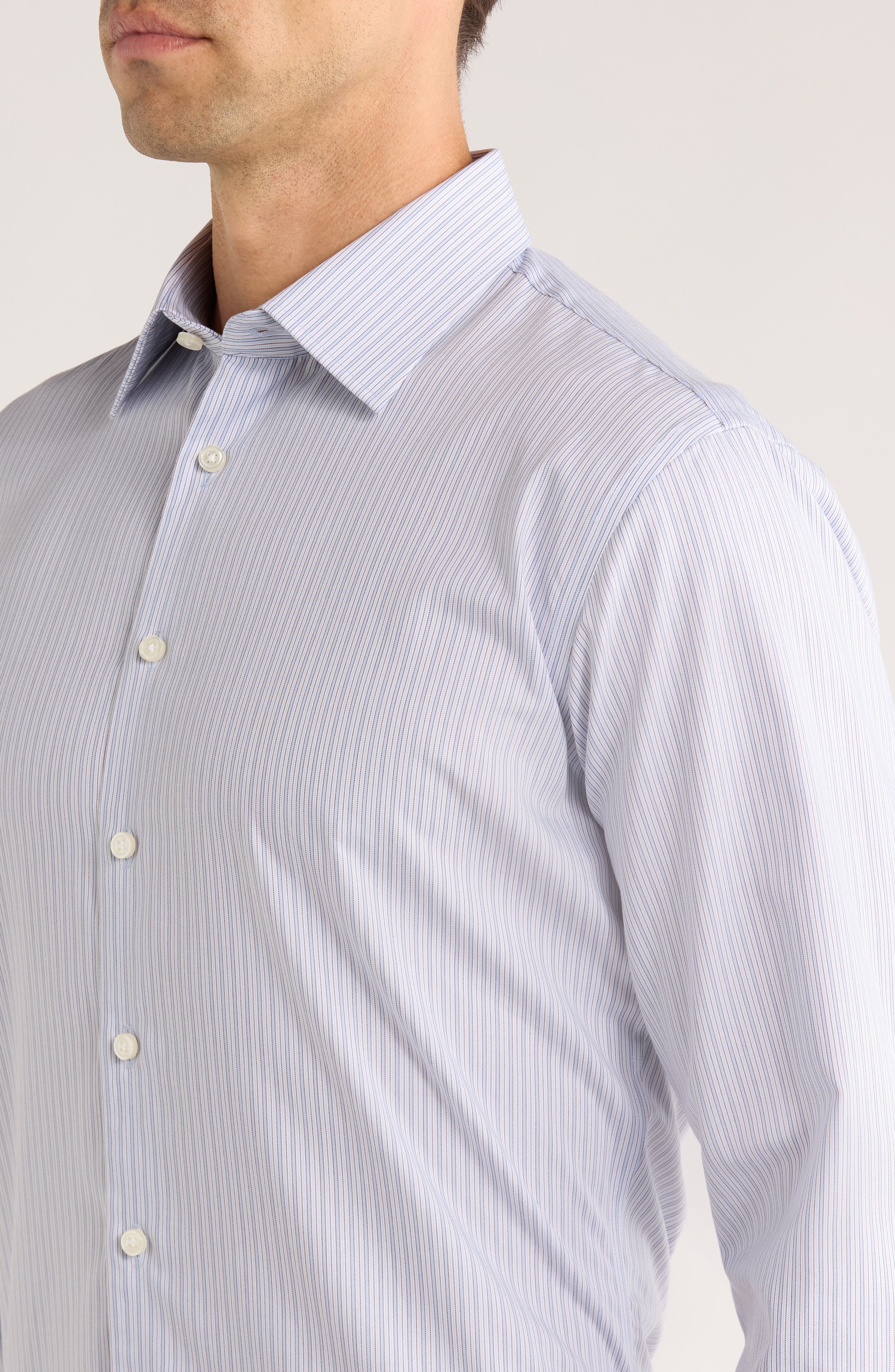 Nordstrom Trim Fit Stripe Premium Non-Iron Cotton Dress Shirt