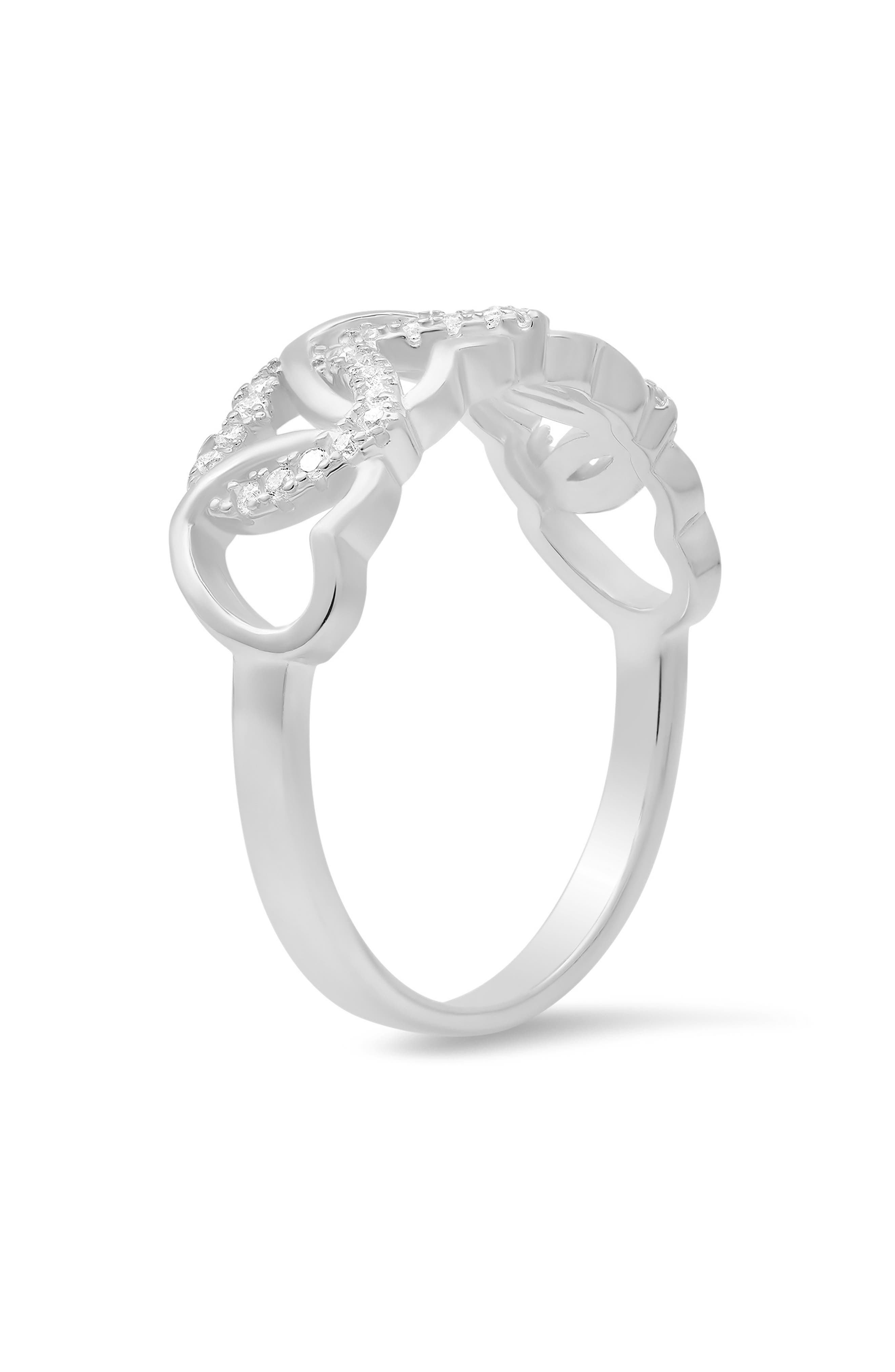 Queen Jewels Sterling Silver Interlock Cubic Zirconia Heart Ring