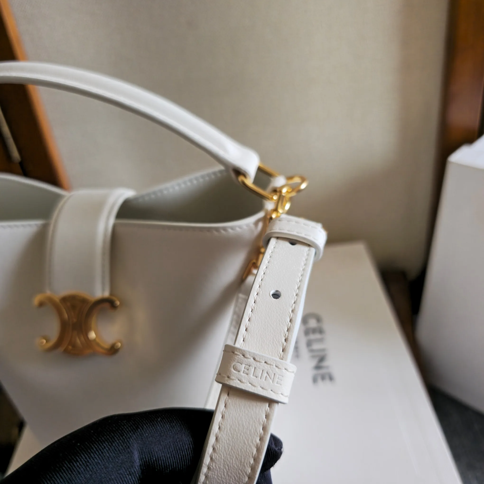 Celine White Louise Calfskin Bucket Bag product photo from LabelPicks
