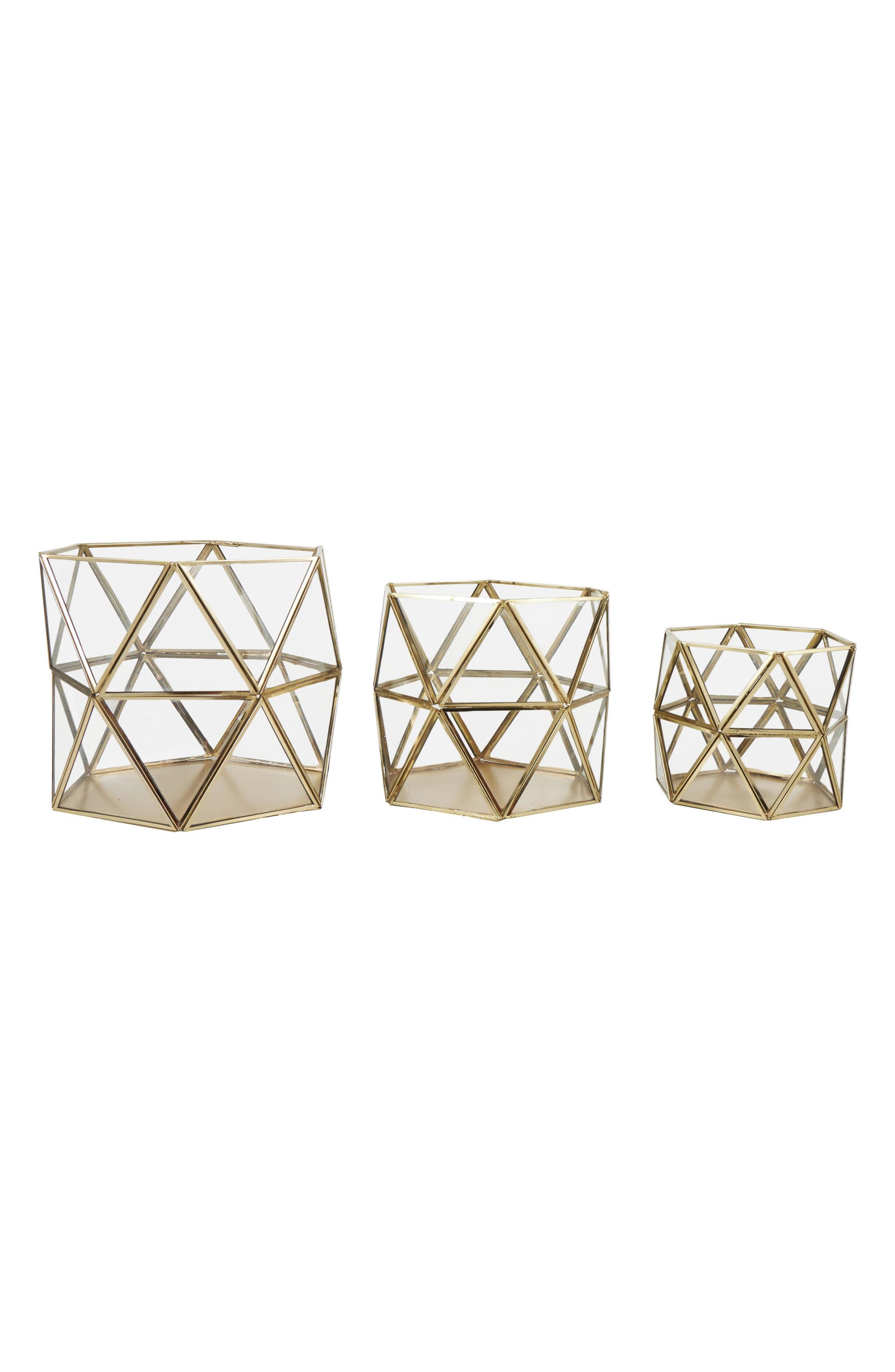 UMA Set of 3 Modern Metal Lantern Candle Holders