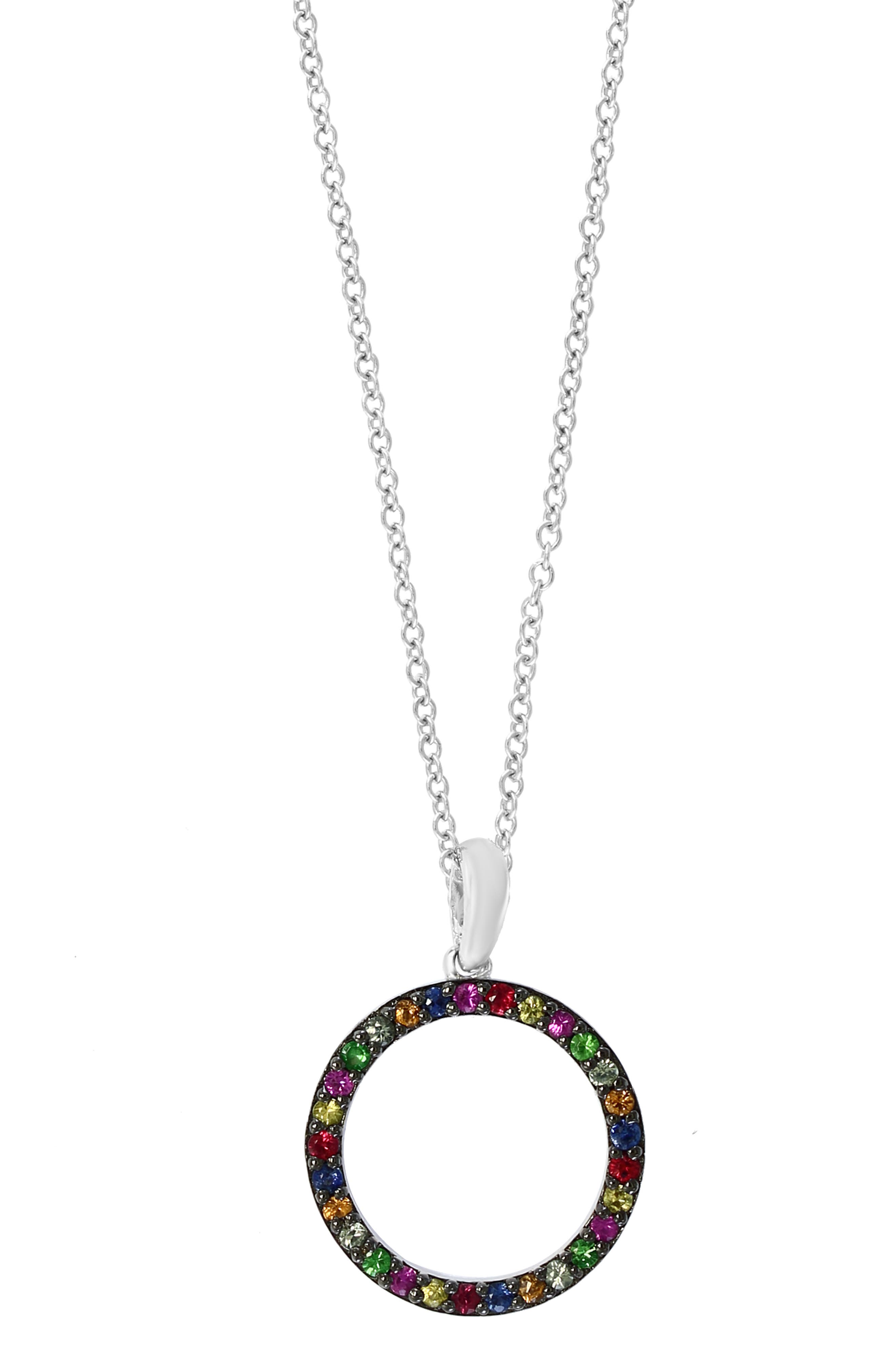 EFFY Multicolored Sapphire Circle Pendant Necklace