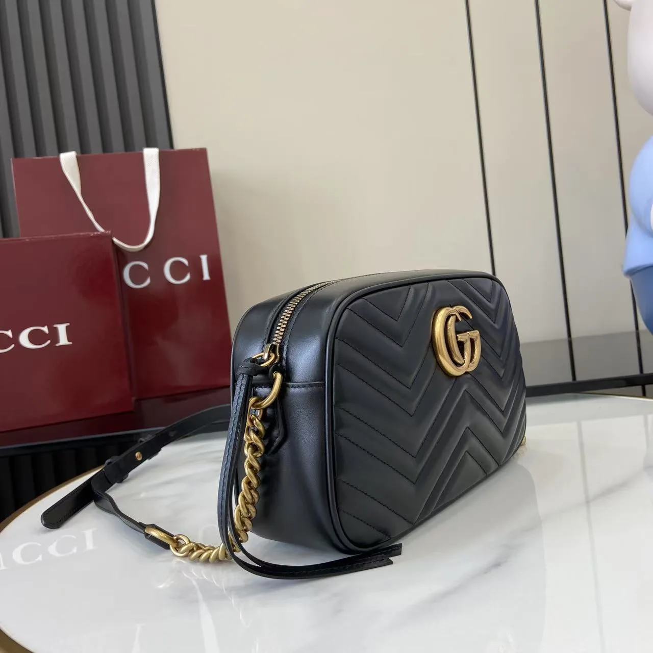 Gucci Marmont Black GG Supreme Canvas Crossbody Bag product photo from LabelPicks
