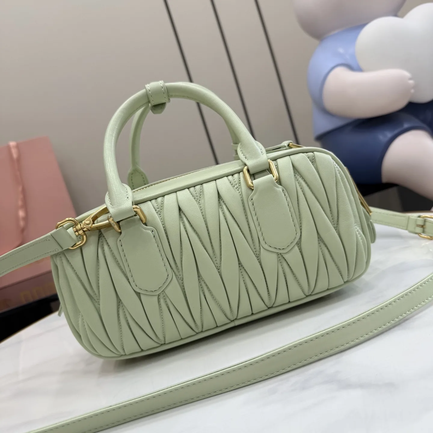 Miu Miu Matelasse Green Lambskin Top Handle Bag product photo from LabelPicks