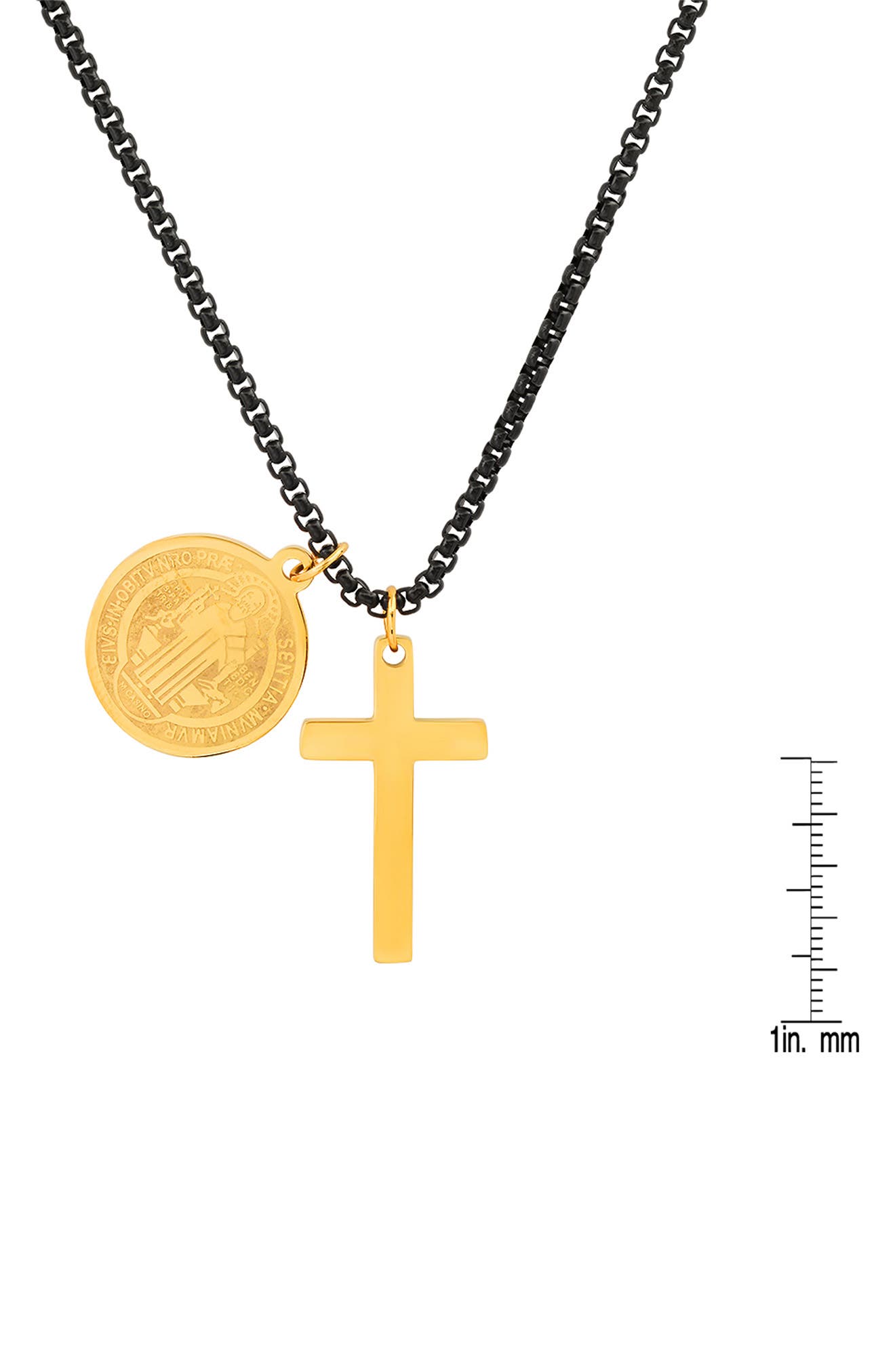 HMY JEWELRY 18k Gold Plated Stainless Steel Prayer Charm Pendant Necklace