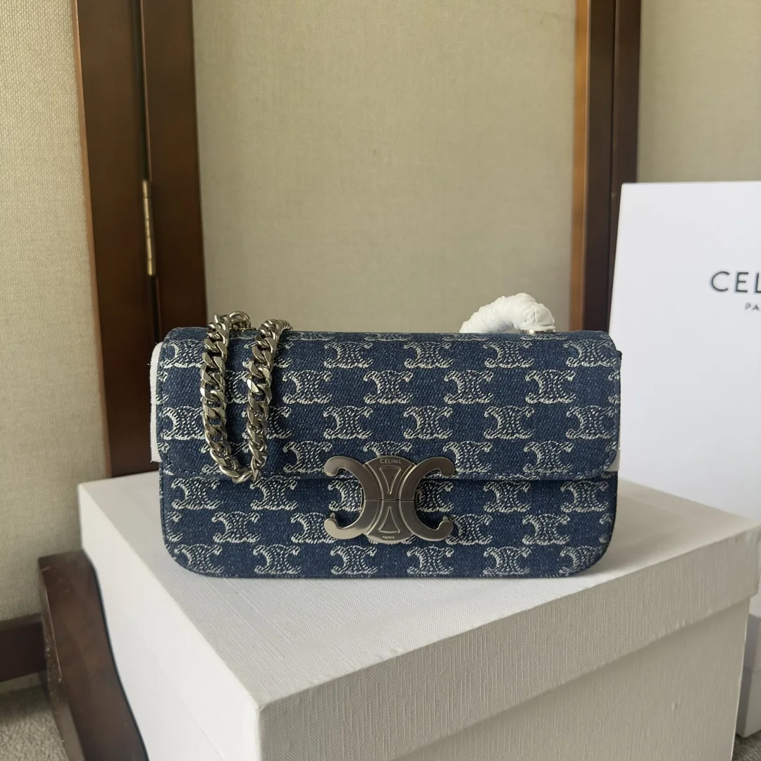 Celine Silver Triomphe Denim Shoulder Bag product photo from LabelPicks