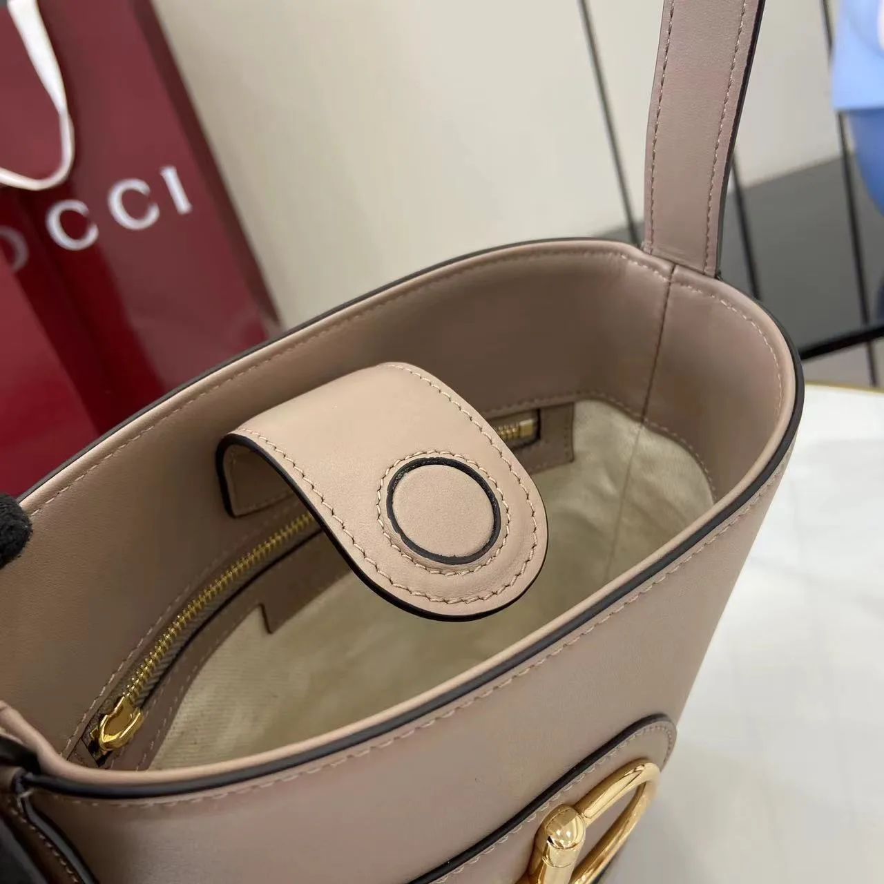 Gucci Grey Smooth Leather Bucket Bag product photo from LabelPicks