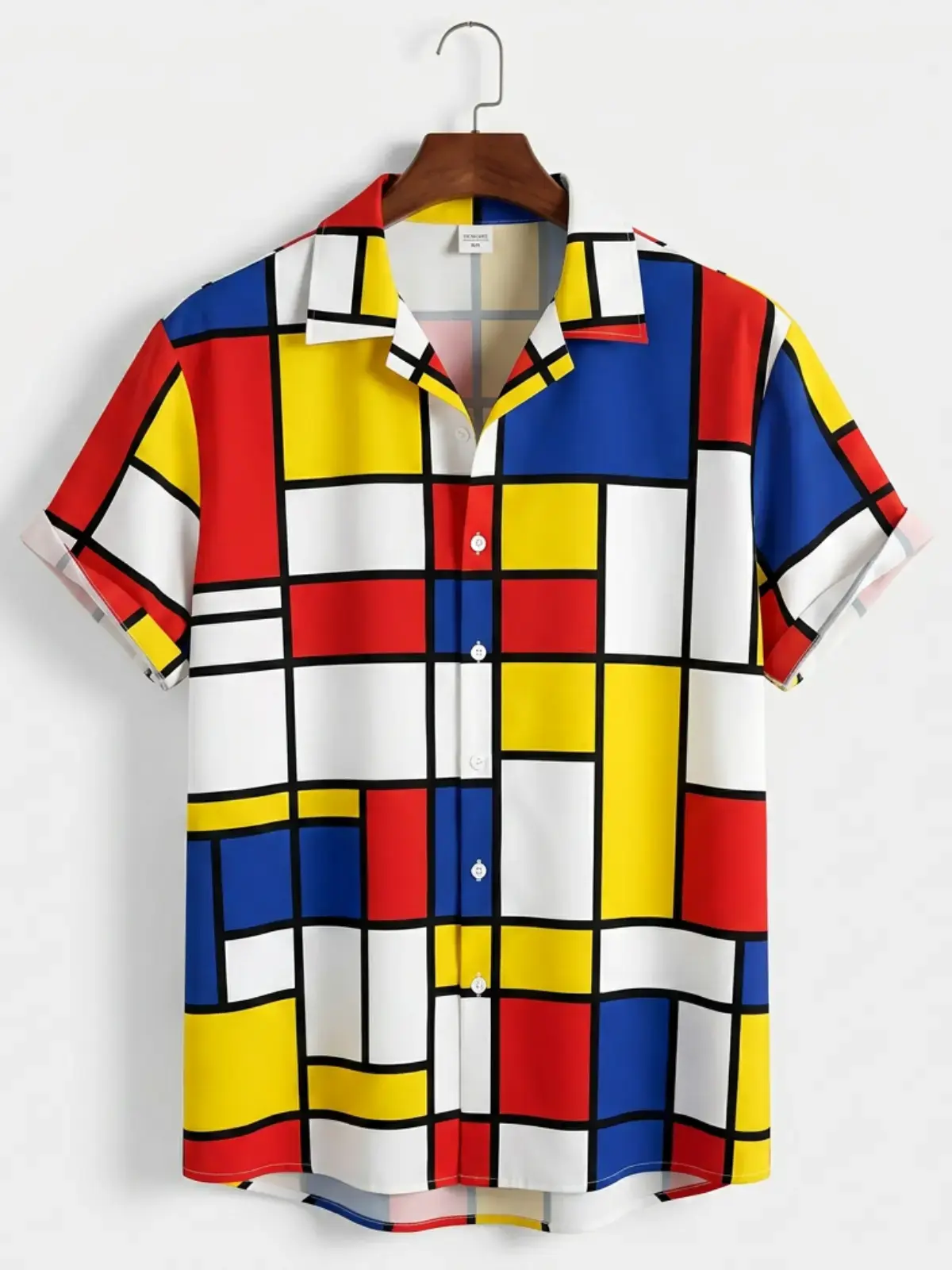 Men's printed shirts Mondrian Style Color Block Hawaiian Shirt