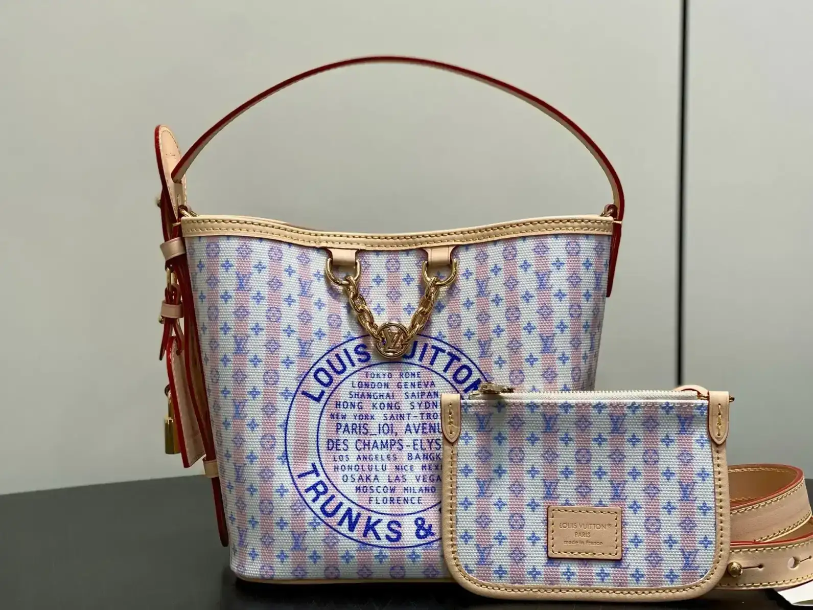 Louis Vuitton Pink Canvas and Leather Bucket Bag product photo from LabelPicks