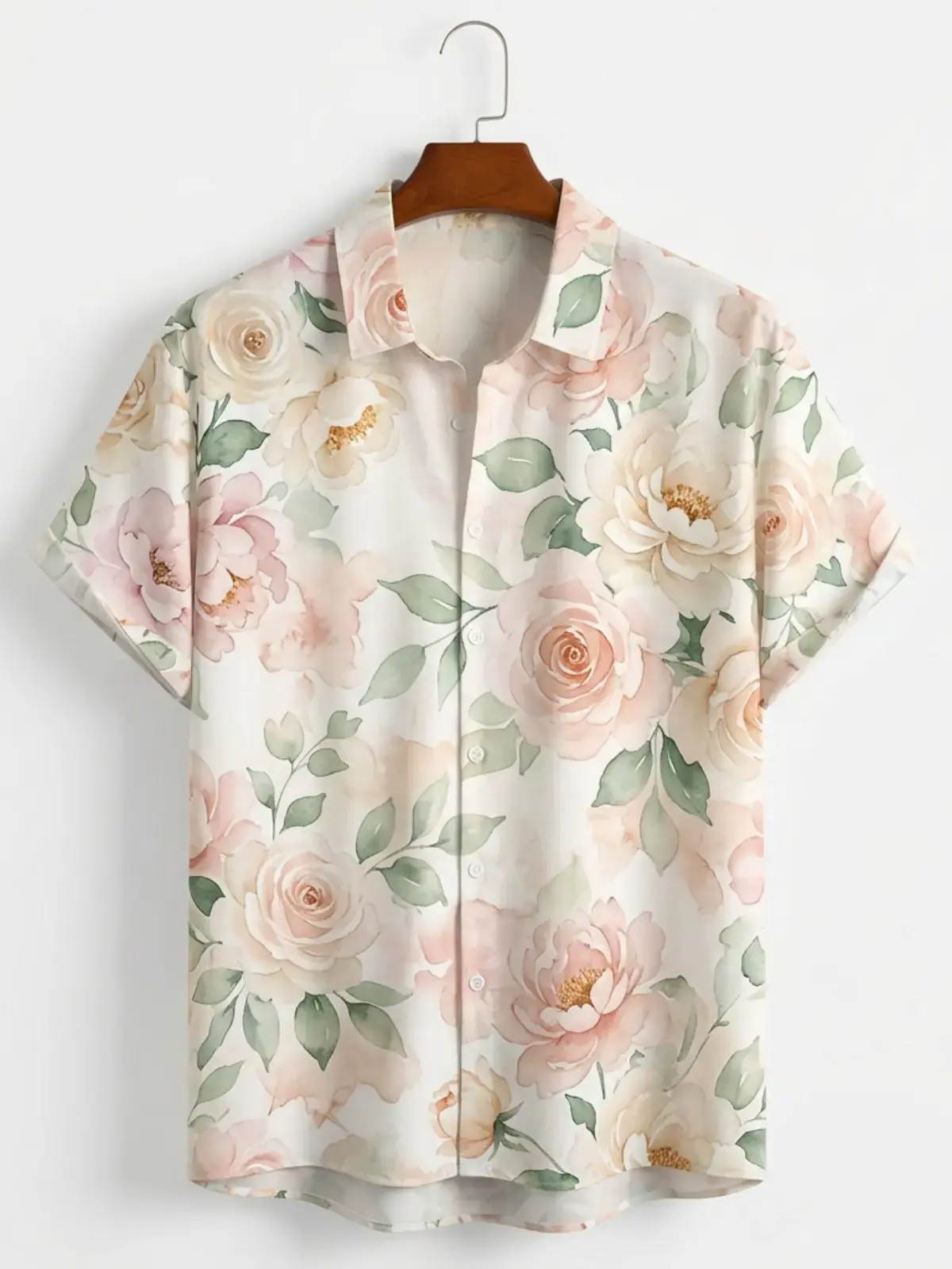 Men's printed shirts Watercolor Peony Floral Aloha Shirt