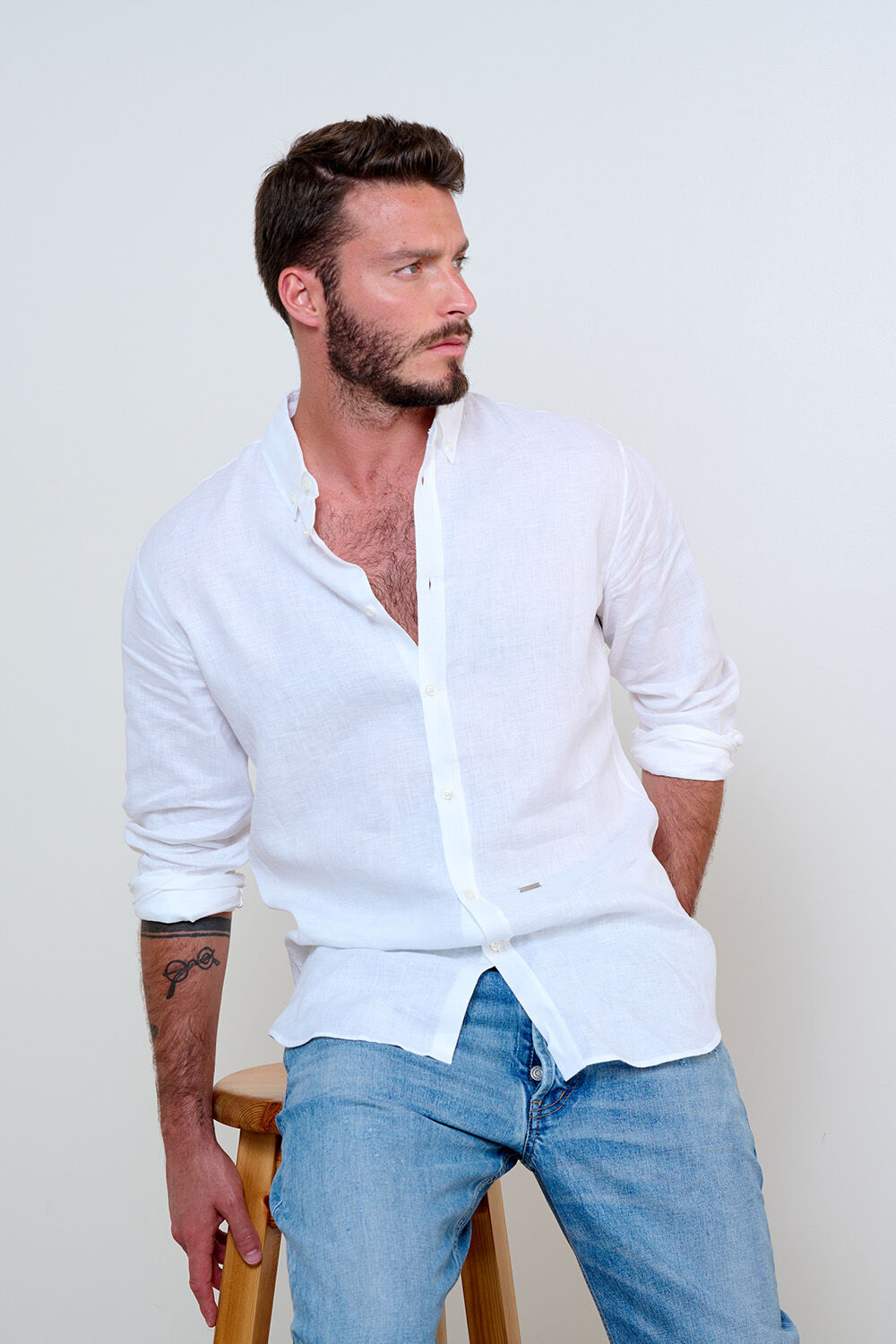 DSQUARED2 חולצה מכופתרת מפשתן