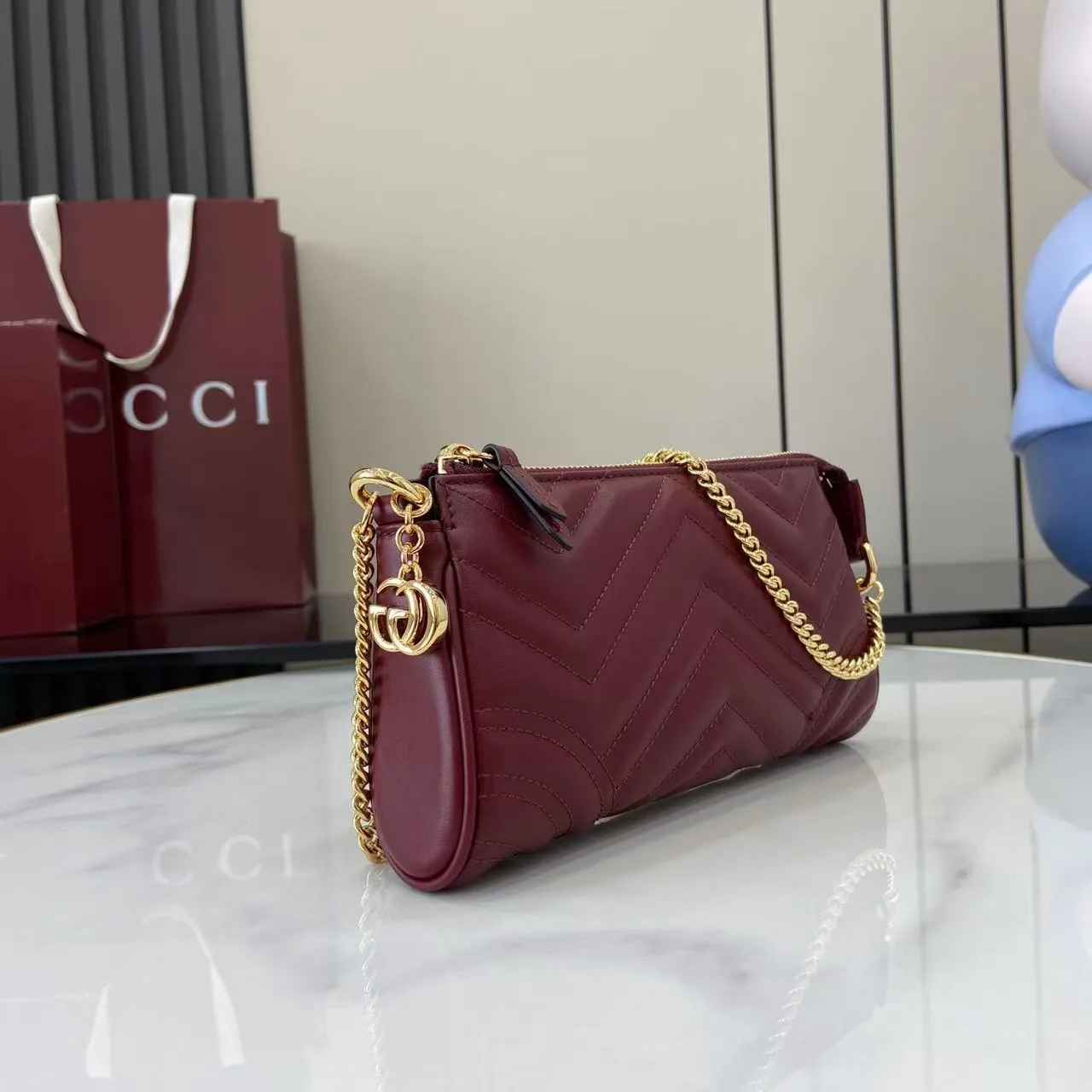 Gucci Red Marmont GG Supreme Canvas Shoulder Bag product photo from LabelPicks