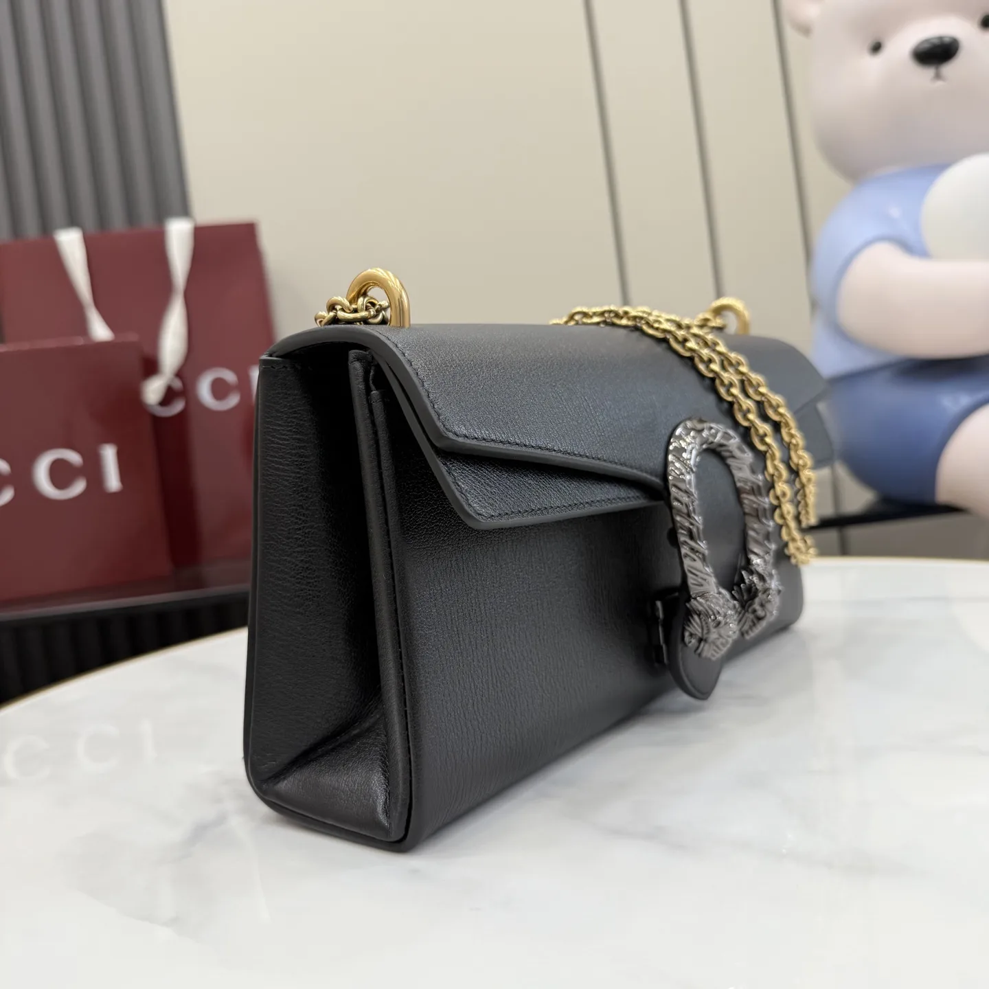 Gucci Dionysus Black Grained Leather Shoulder Bag product photo from LabelPicks