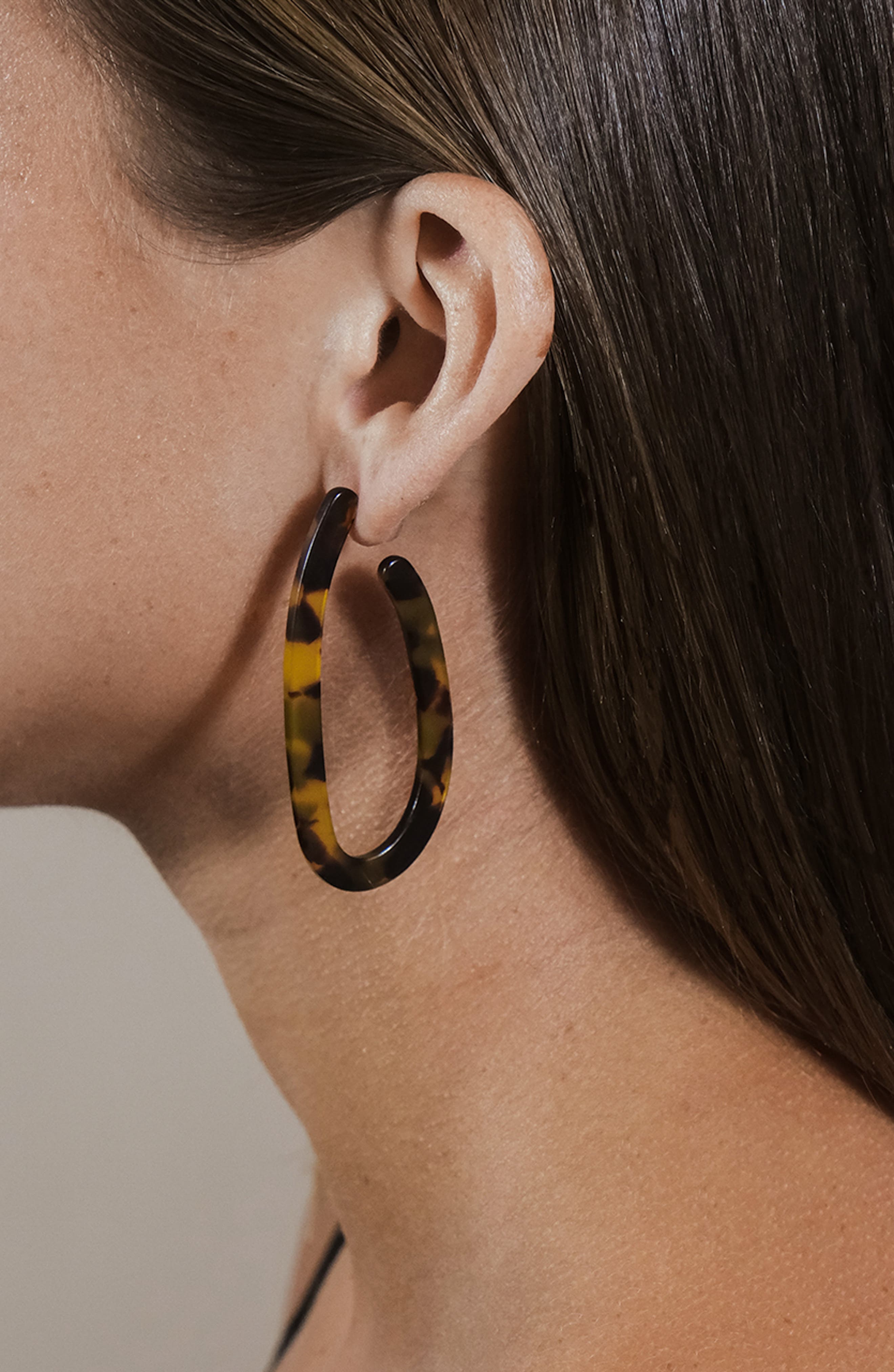 Sterling Forever 57mm Open Oval Resin Hoop Earrings
