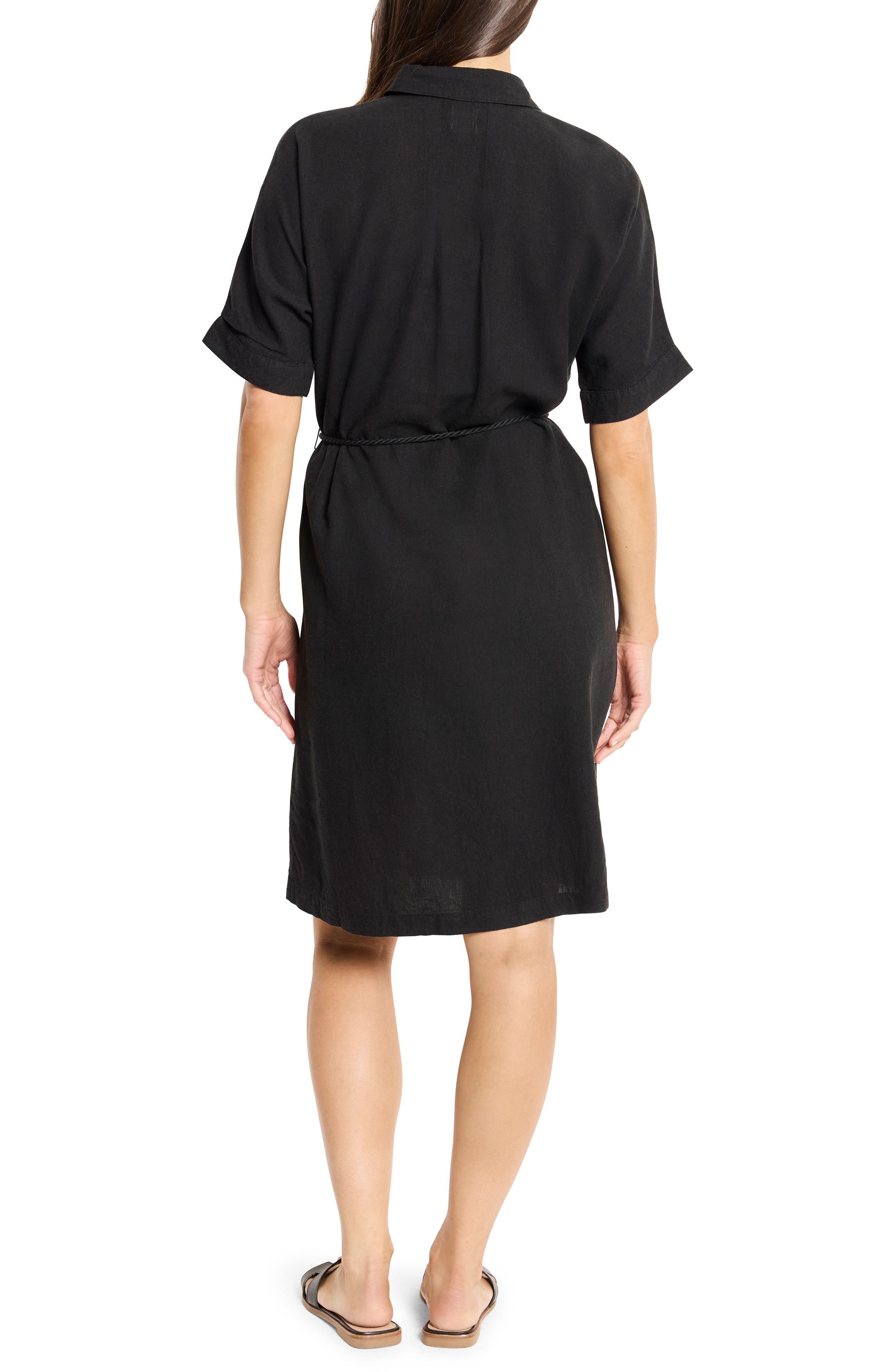 NIC+ZOE Rumba Tie Belt Linen Blend Shirtdress
