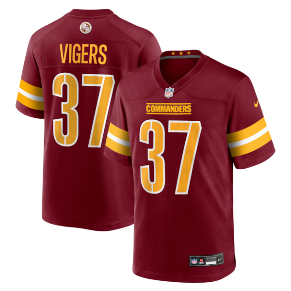 Car'lin Vigers Washington Commanders Nike Team Game Jersey -  Burgundy