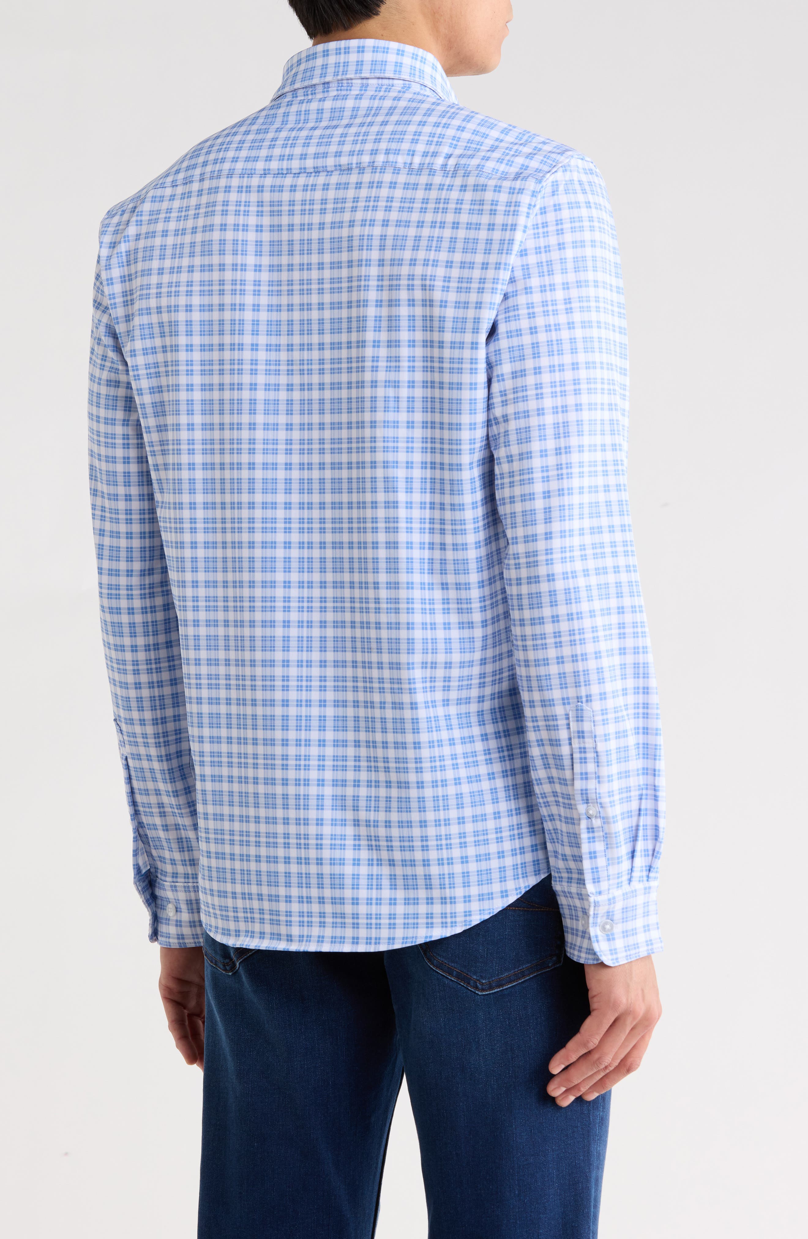 DENIM AND FLOWER Plaid Stretch Dress Shirt